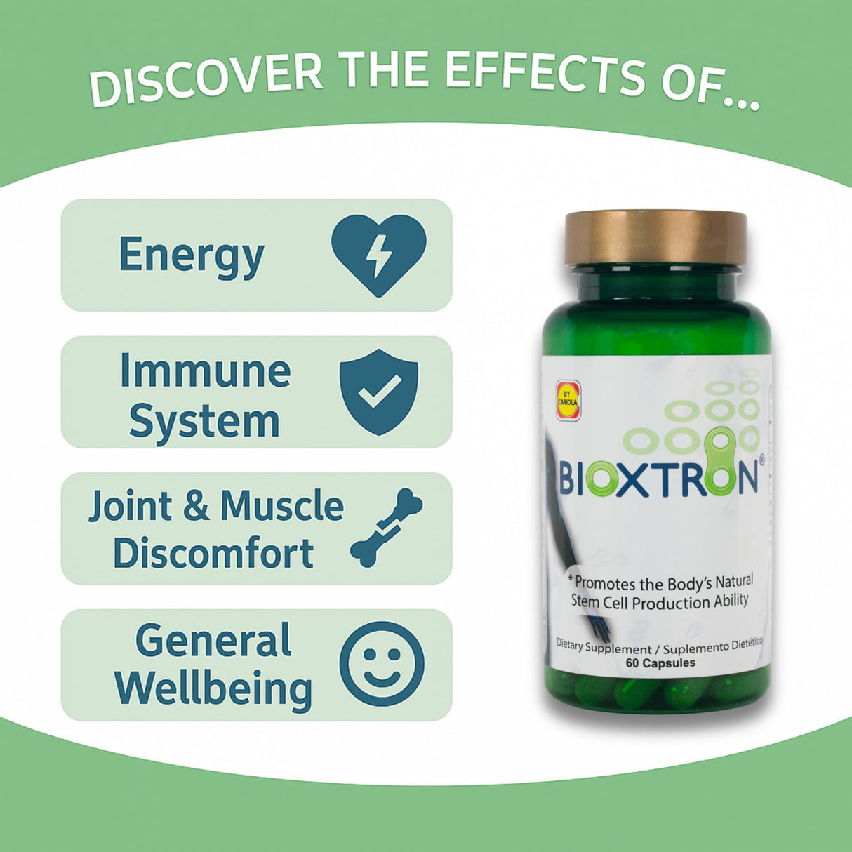 Bioxtron Natural Stem Cell Supplement Capsules - Blue Green Algae and Spirulina - Supports Energy, Joint, Muscle, Immune Health - Stem Cell Regenerator - 60 Capsules (30 Servings)