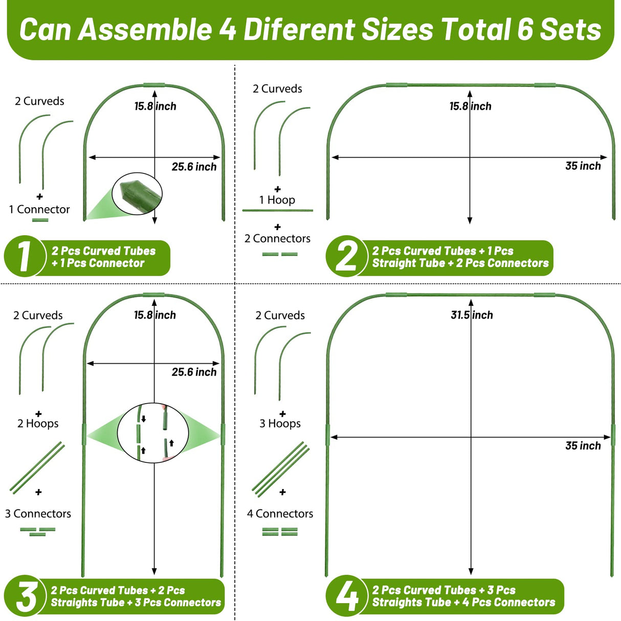 67pcs Garden Mesh Netting Kit, 6 Sets Wide Garden Hoops with Garden Covers