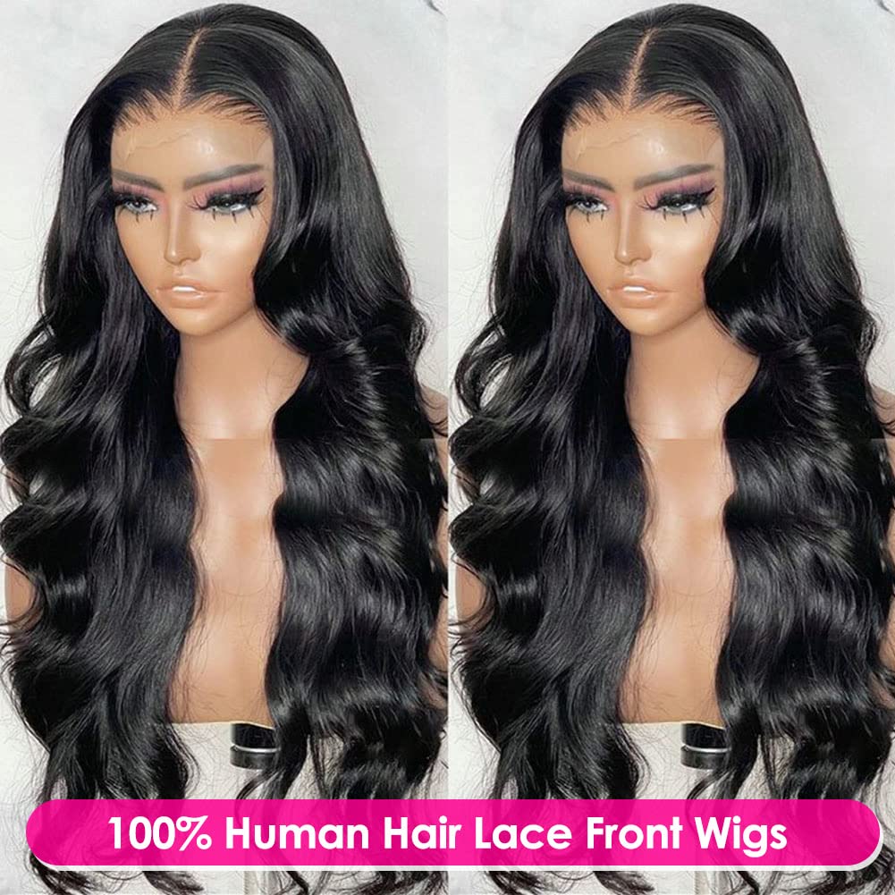 Hedy 220% Density Lace Front Wigs Human Hair Wigs for Black Women Pre Plucked with Baby Hair Body Wave Glueless 10A Lace Closure Wigs Human Hair Natural Color 22 Inch