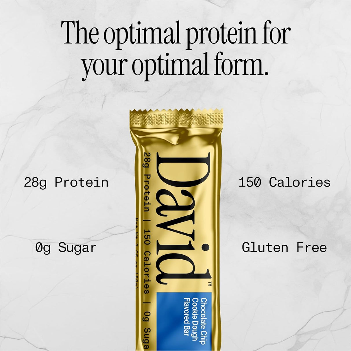 David Protein Bar, Chocolate Chip Cookie Dough and Peanut Butter Chocolate Chunk, 24 Protein Bars | 28g of Protein | 150 Calories | 0g of Sugar - High Protein, Low Carb, Gluten Free Protein Bar (2 Pack - 24 ct.)