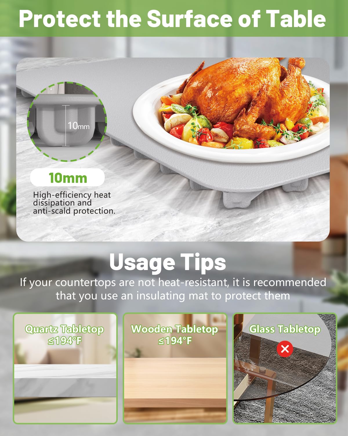 Food Warming Mat Electric Tray: YTLAD Silicone Heating Pad with 6 Level Adjustable Temperature and 5 Hours Timer & Family Lock, Foldable Food Warmers for Parties, Daily Use (Grey, 25.6" x 15.55")