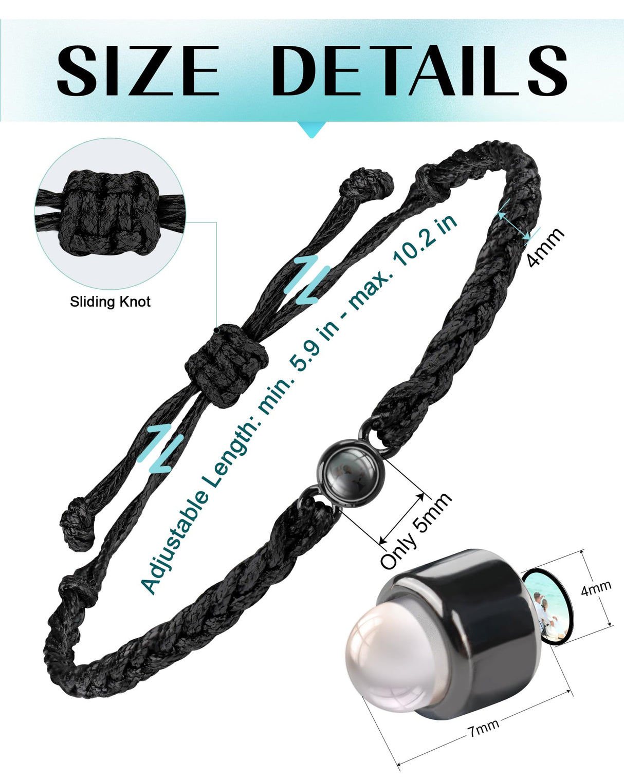 SUPHELPU Custom Bracelets with Picture Inside, Personalized Photo Bracelet Projection, Personalized Gifts for Memorial Mom Mothers Day, Women's Italian Style Charm Bracelets
