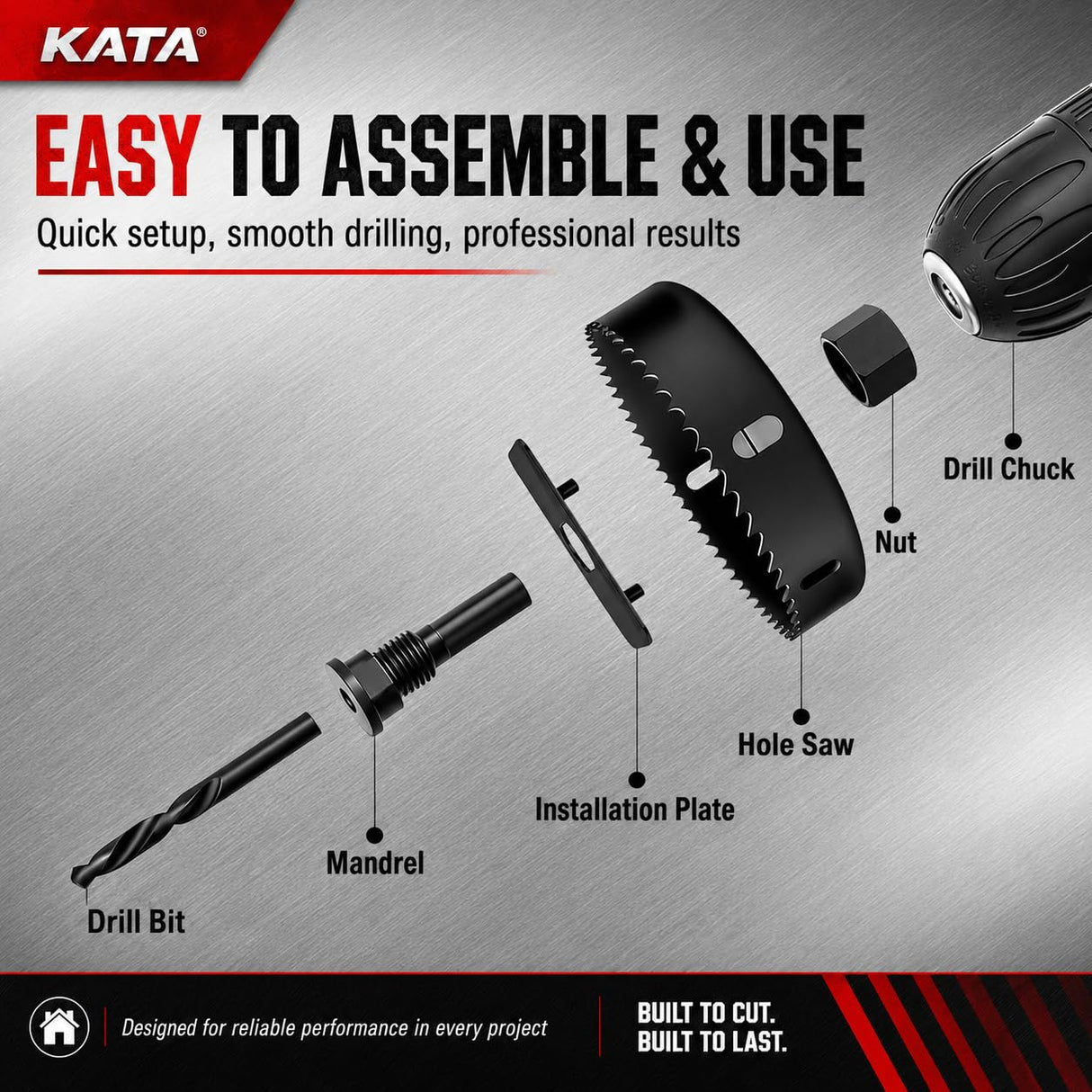 KATA 25 Piece Hole Saw Kit with 3/4"-6" for Wood, Drywall, PVC and Plastic