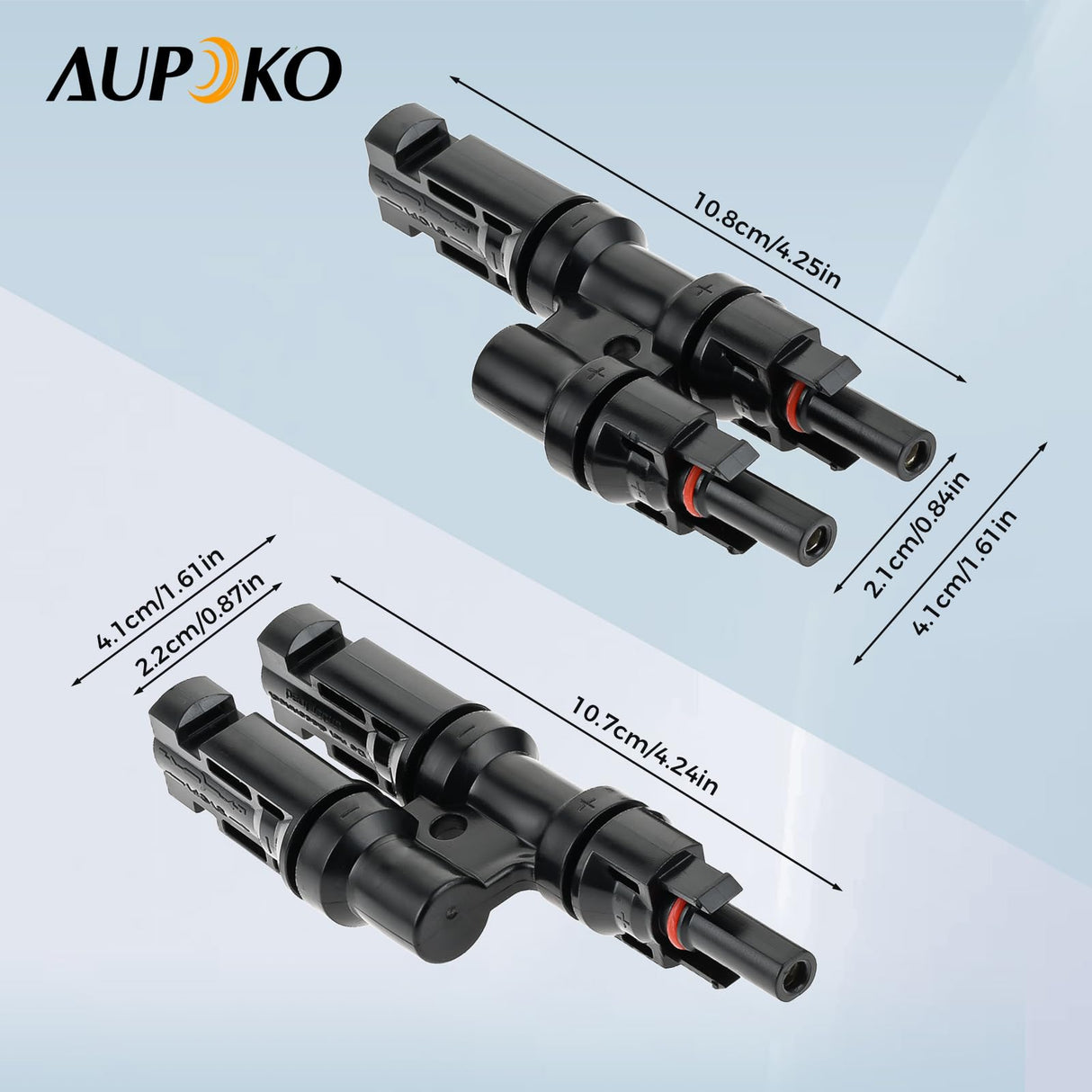 Aupoko T Branch Connectors, Solar IP67 Waterproof Adapter Cable 2 to 1 Compatible with Multi-Connector 4, Solar T Branch Connectors MMF+FFM for Solar Panel and Photovoltaic Systems