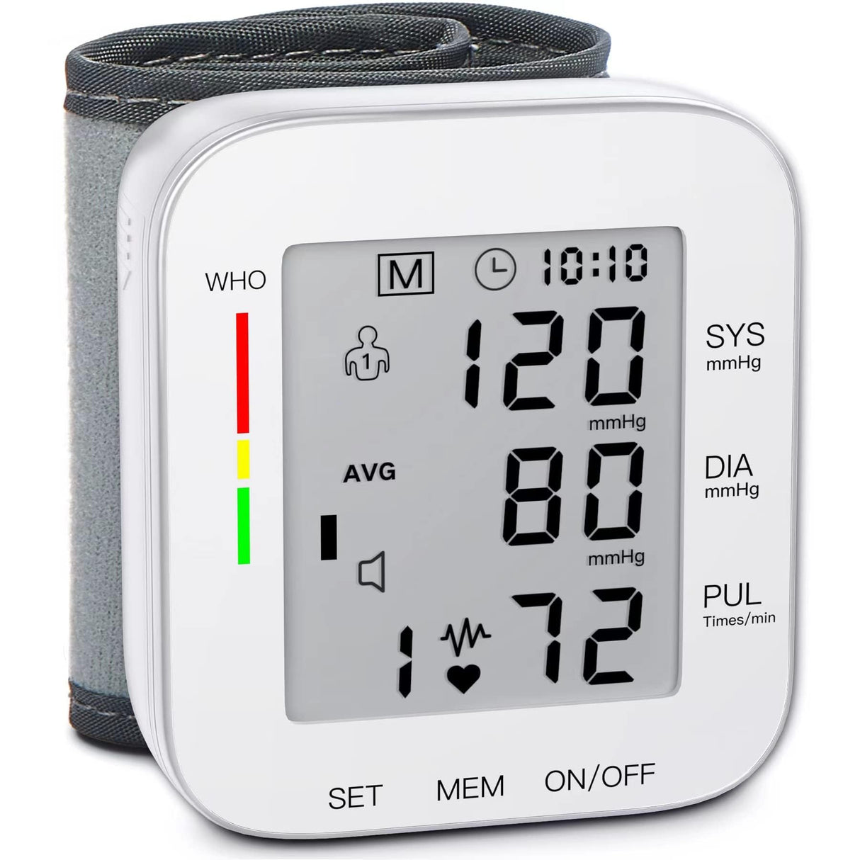 MMIZOO Wrist Blood Pressure Monitor Large LCD Display BP Machine Adjustable Cuff 5.31-7.68 inch Automatic 99x2 Sets Memory with Carrying Case for Home Use (W1681)