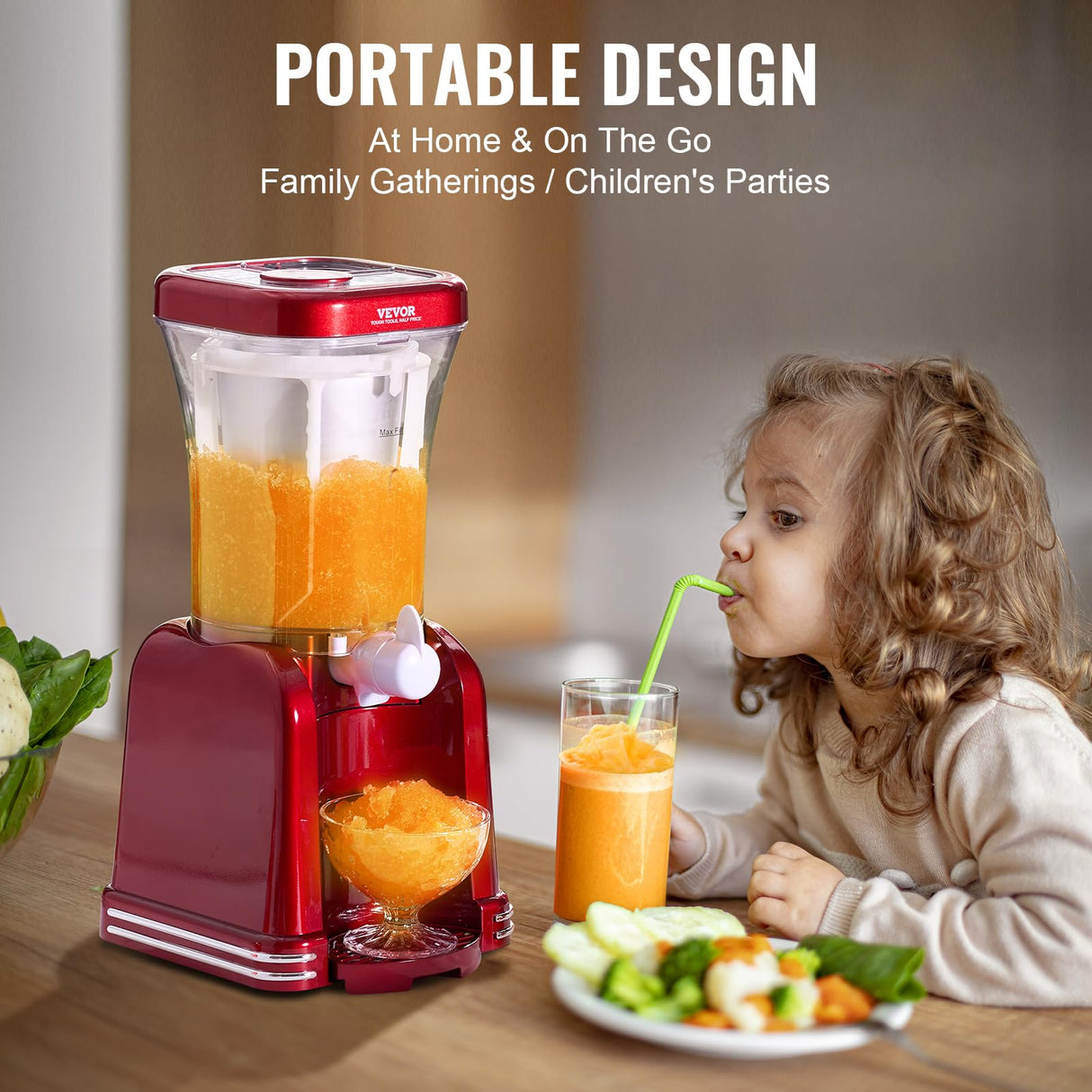 VEVOR Slushie Machine for Home, 32oz Tank Home-use Margarita Machine, Smoothie Frozen Drink Maker with Food-grade Materials, Slushy Machine for Home DIY, Kids' Parties, Red