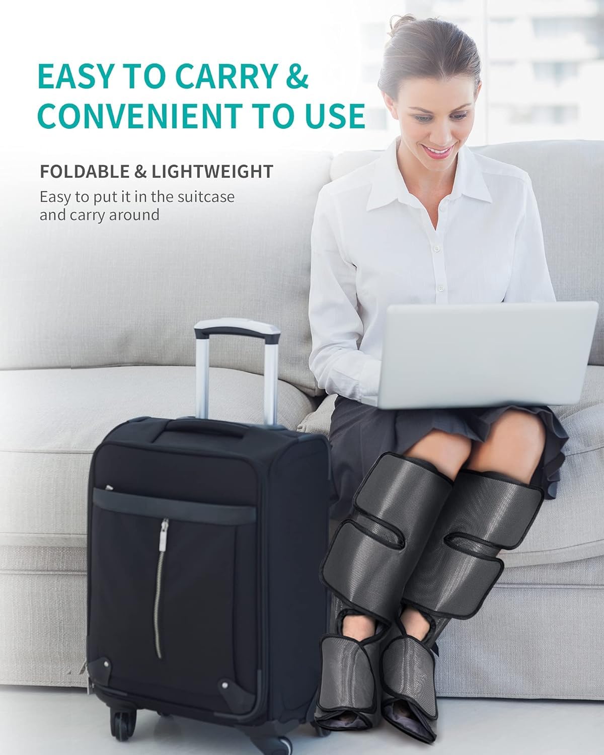 Nekteck Leg Massager with Air Compression for Circulation and Relaxation, Foot and Calf Massage Machine with Hand-held Controller, Adjustable Leg Wraps for Home and Office Use - FSA HSA Eligible