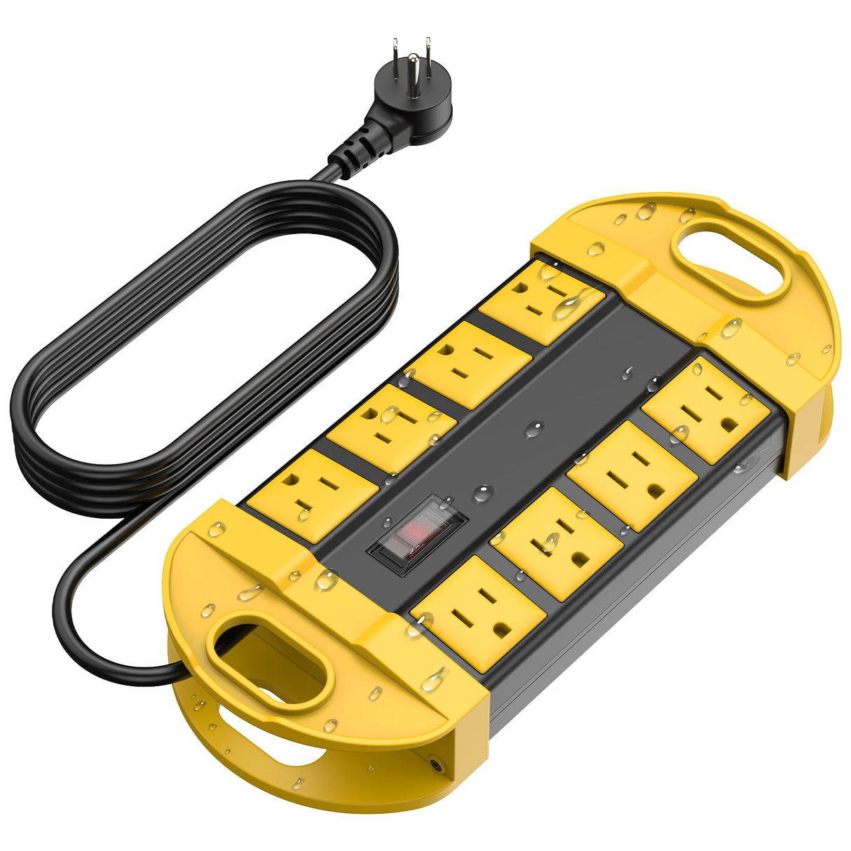 CCCEI Outdoor Power Strip Weatherproof with 8 Plug, Waterproof Extension Cord with Multiple Outlets, Christmas Exterior Garden Yard Surge Protector 6FT.