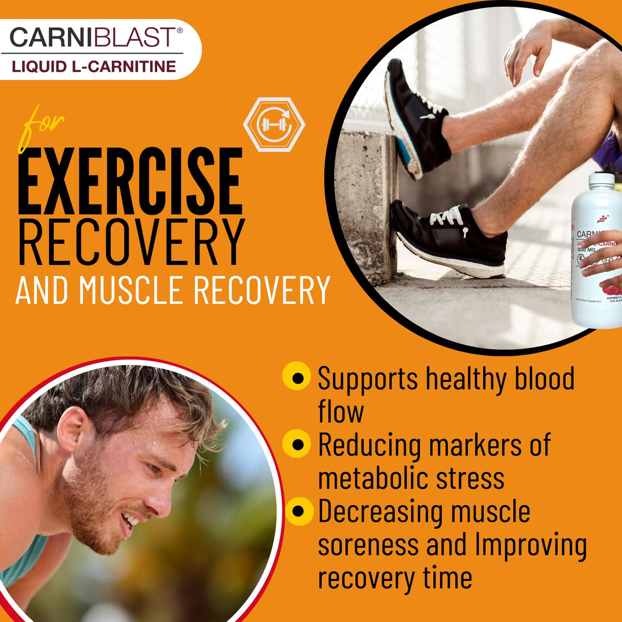 Bricker Labs CARNIBLAST Liquid L-Carnitine 3000mg, Premium L Carnitine Carnipure, Sports Nutrition, Energy Supplement and Energy Booster, Peach Mango 16 fl oz