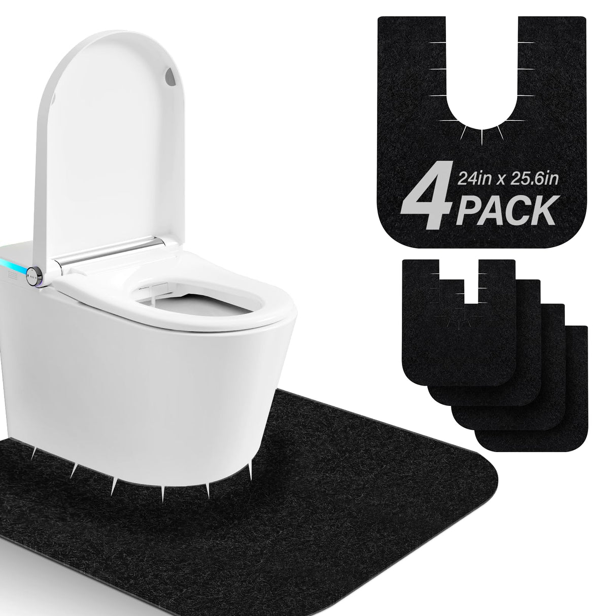 4 Pack Toilet Mats,Upgrade Toilet Floor Protector from Urine,Toilet Rugs U Shaped Washable,Toilet Mats for Bathroom,Around Toilet Floor Protector,Potty Training Mats for Bathroom
