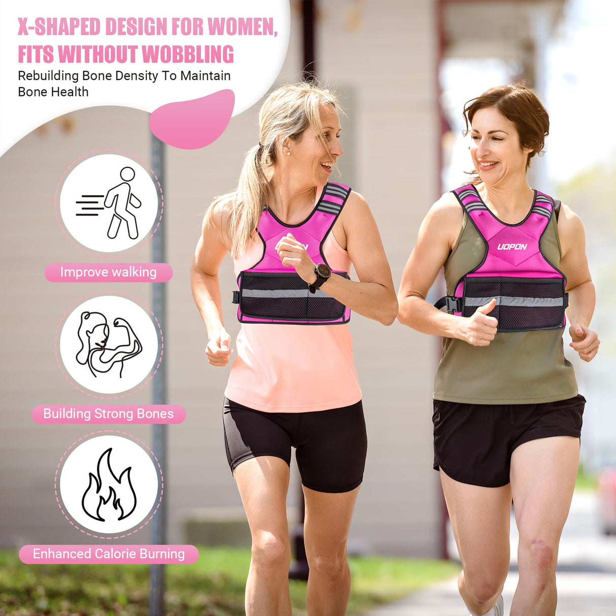 Adjustable Weighted Vest for Women, 6-12 Lbs Rucking Vest with 6 Ironsand Weights, Best Weighted Vest with Plus Pockets & Reflective Strips for Running, Walking, Workout and Strength Training