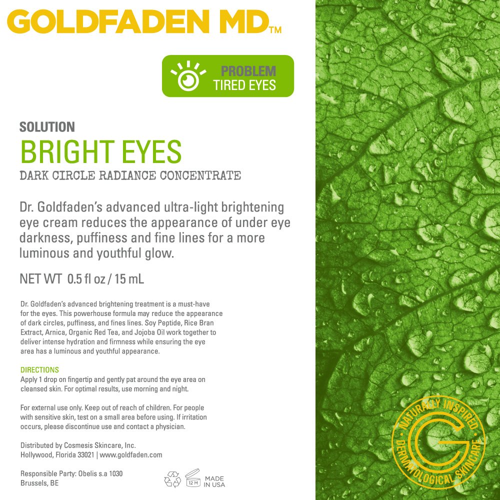 GOLDFADEN MD Bright Eyes Dark Circle Concentrate Brightening Eye Cream w/Soy Peptide, Rice Bran Extract & Arnica | May Reduce Under Eye Darkness, Puffiness & Fine Lines 0.5 fl. oz.