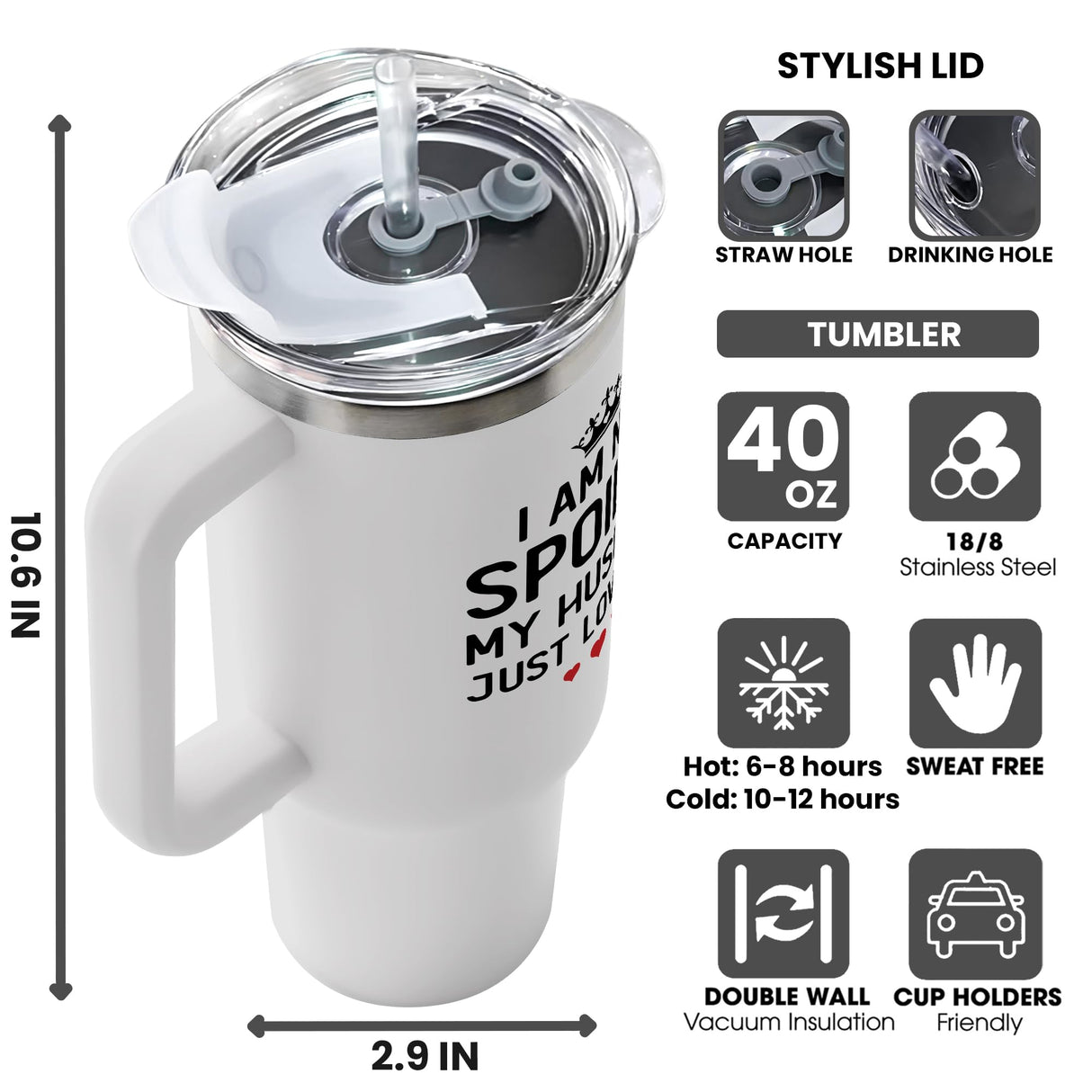 KatAndNat Gifts for Wife - Wife Gifts for Her - Wedding Anniversary for Women, Birthday, Valentines, Mothers Day, Christmas Gift for Her - Romantic Love Gift ideas - 40 Oz Stainless Steel Tumbler