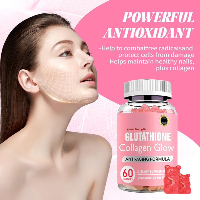 Fyins Glutathione Collagen Glow Gummies, Glutathione Collagen Gummies for Women, Glow Beauty Collagen Gummies for Dark Spot, Korean Organic Collagen Gummies for Skin Care Anti-Aging (5 bottles)