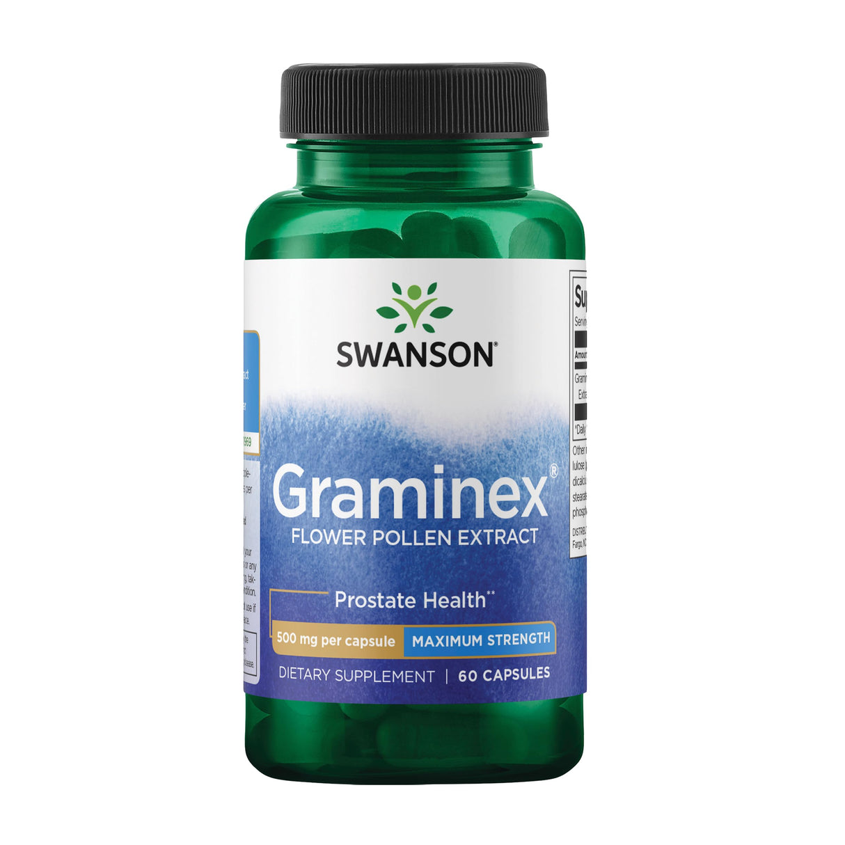 Swanson Maximum Strength Graminex Flower Pollen Extract - Supports Prostate Health, Urinary Tract Function, and Kidney Health - Mens Health Supplement - (60 Capsules, 500mg Each)