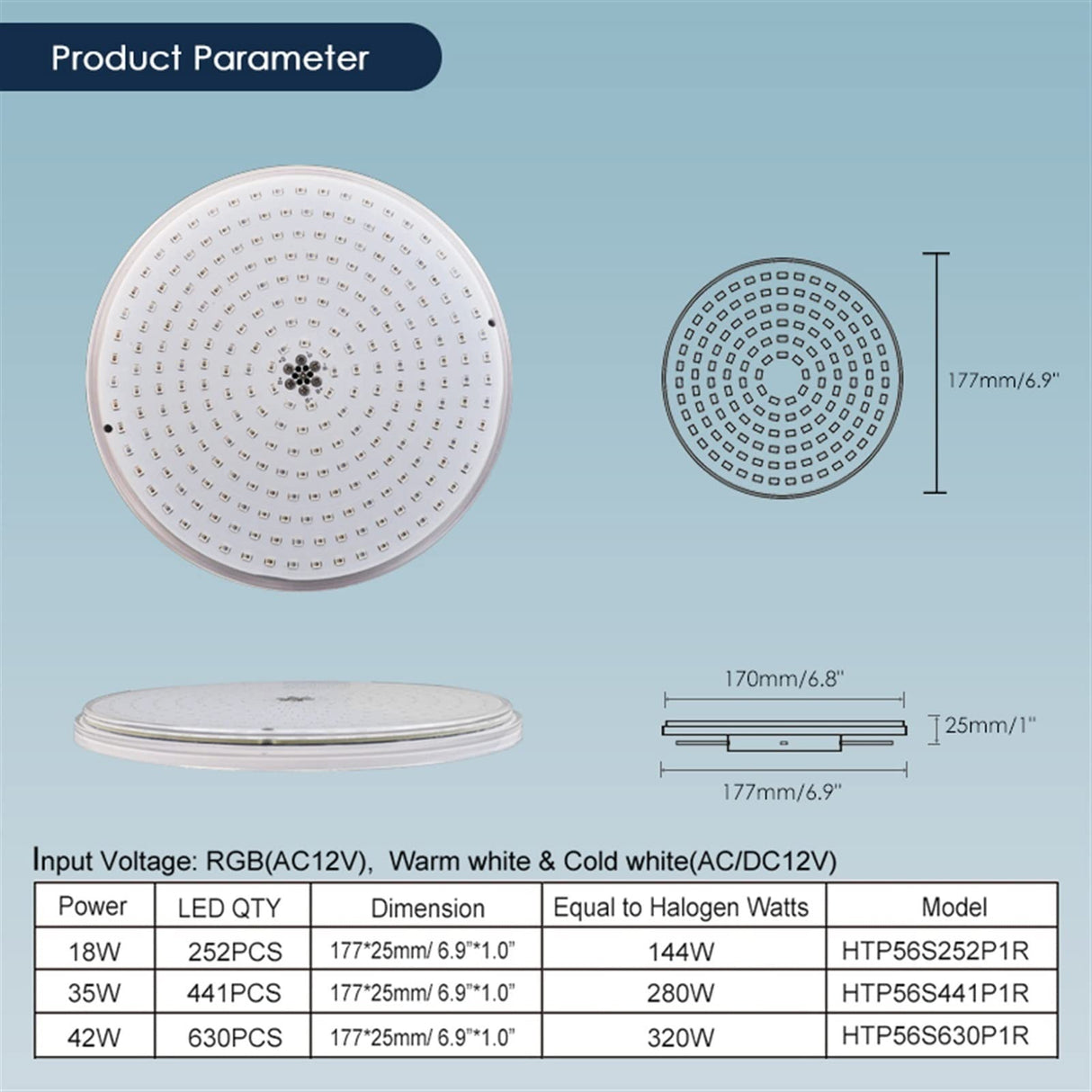 Underwater Light 18W 42W Underwater Lights PAR56 RGB LED Swimming Pool Light Resin Filled Wall Mounted / Embedded Pool Lamp IP68 Waterproof Pond Light Pond Lights ( Color : RGB with remote , Size : 42