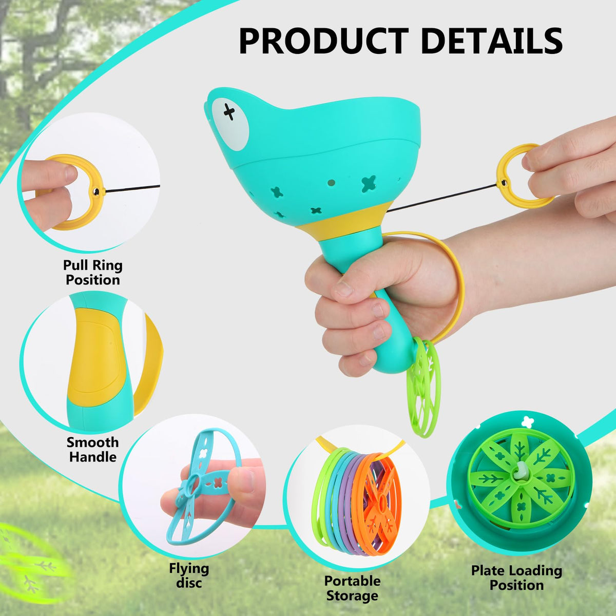 daboot Outdoor Flying Disc Launcher Toys for Kids Ages 4-8 (Red & Green)