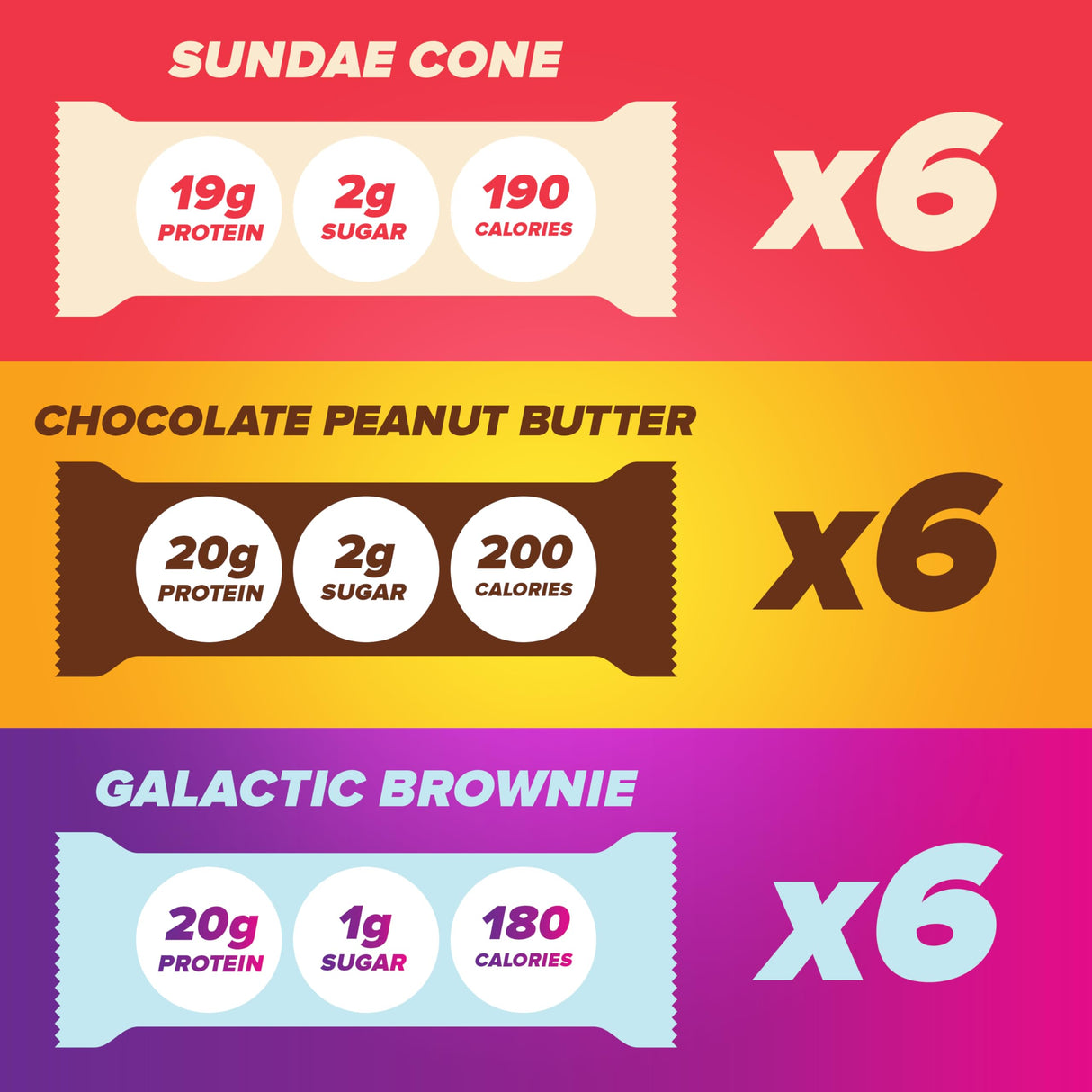 Pure Protein 18 Count Variety Pack - Galactic Brownie, Sundae Cone, Chocolate Peanut Butter
