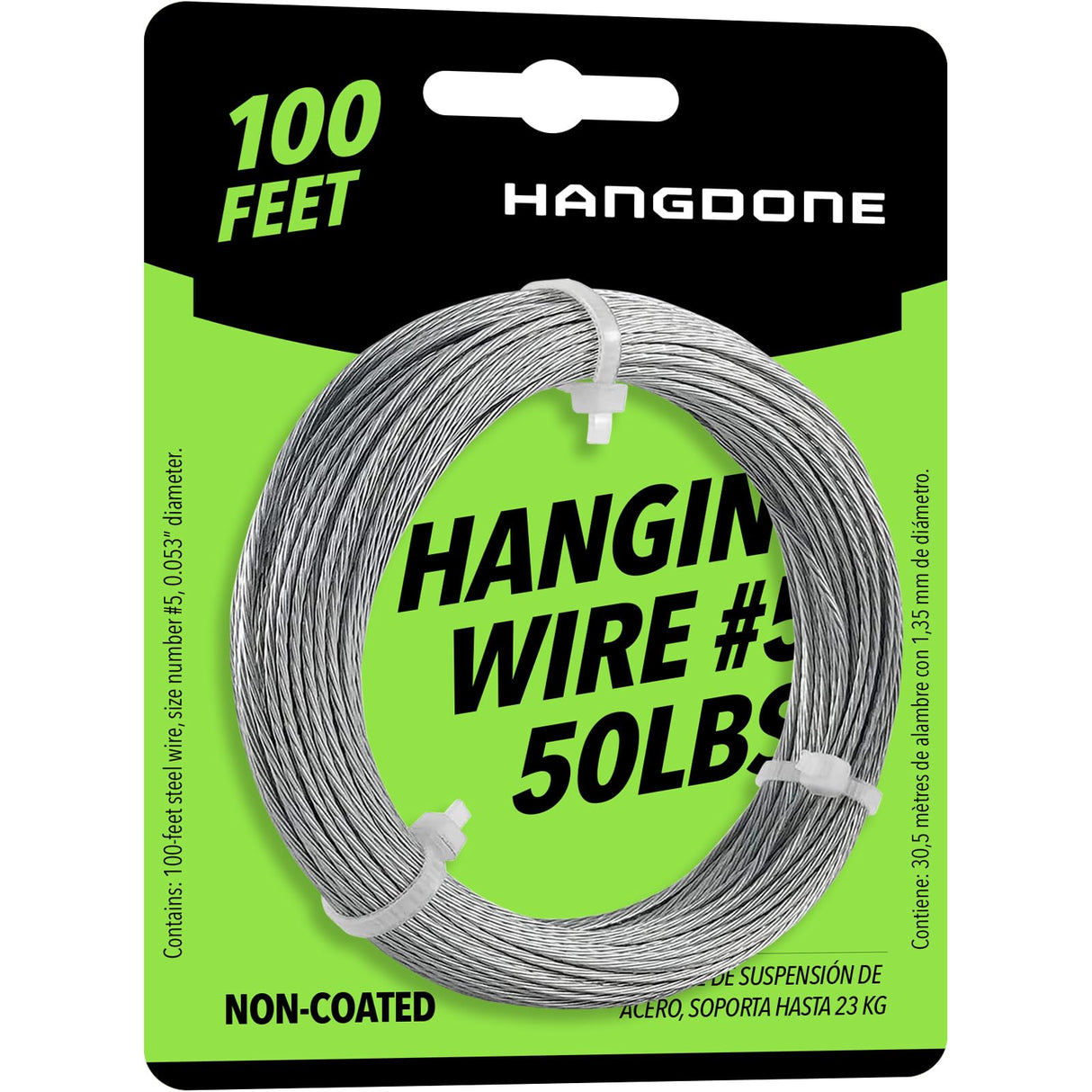 HANGDONE Picture Hanging Wire #5 – 50lbs Capacity – 100ft – 16 Gauge Non-Coated Steel | Flexible & Heavy-Duty | for Frames, Mirrors & Wall Décor
