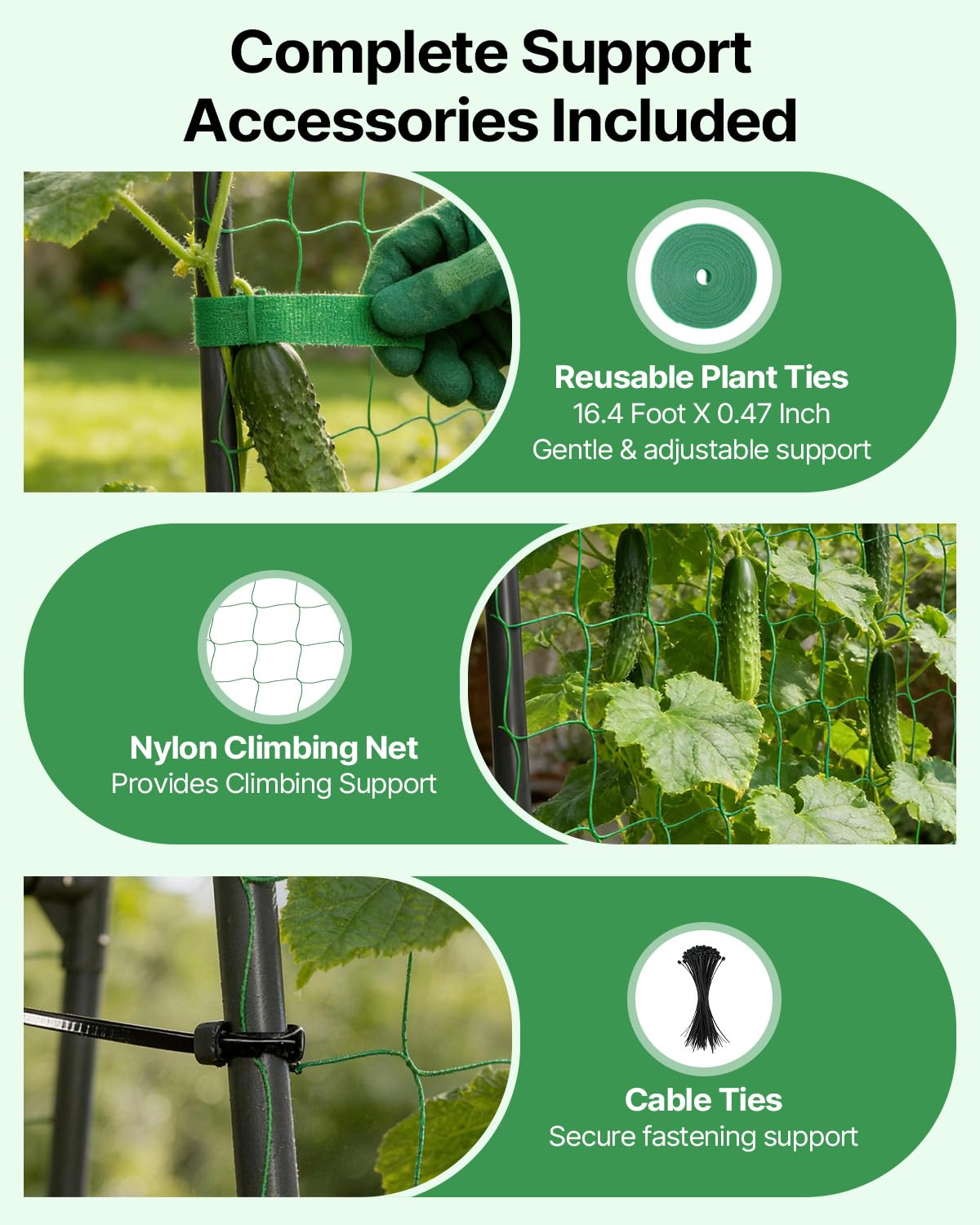 Suteck Cucumber Trellis for Raised Bed 63" x 63" U-Shaped Metal