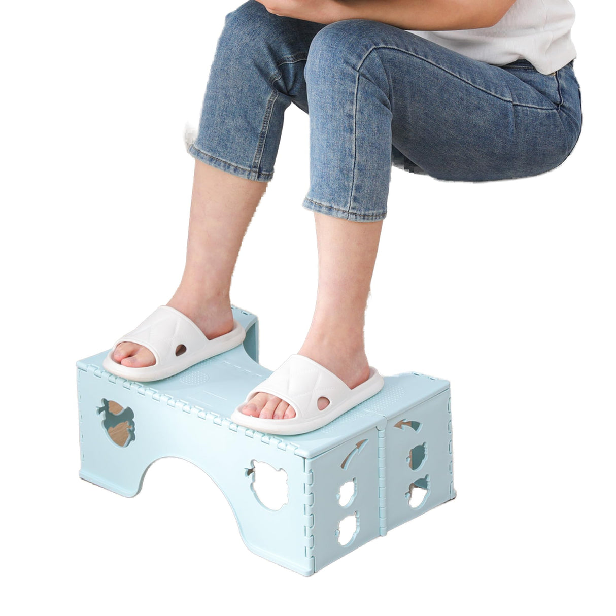 7inches Foldable Toilet Stool (Blue), Healthy Bathroom Squatting Posture Poop Stool with Anti-Slip Feet, A Good Helper to Effective Relief of Constipation, Easy to Storage Toilet Squat Stool