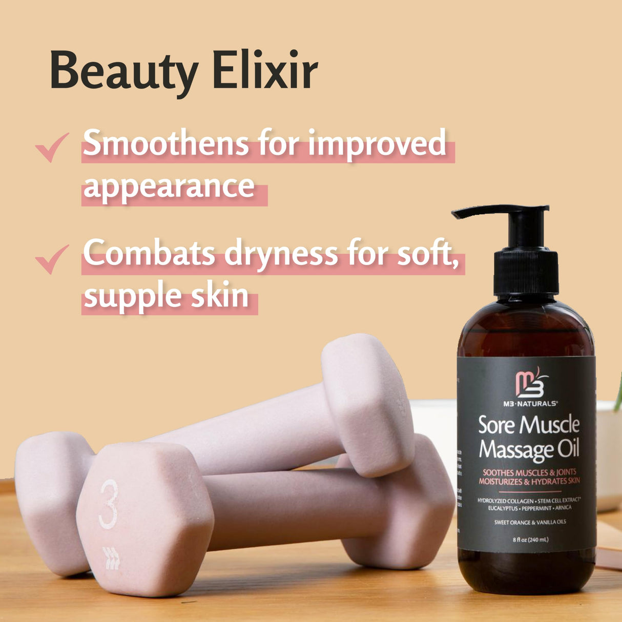 Arnica Sore Muscle Massage Oil for Massage Therapy - with Collagen Stem Cells Arnica and Menthol - Multipurpose Instant Absorption Full Body Massage Oil by M3 Naturals (Pack of 2)