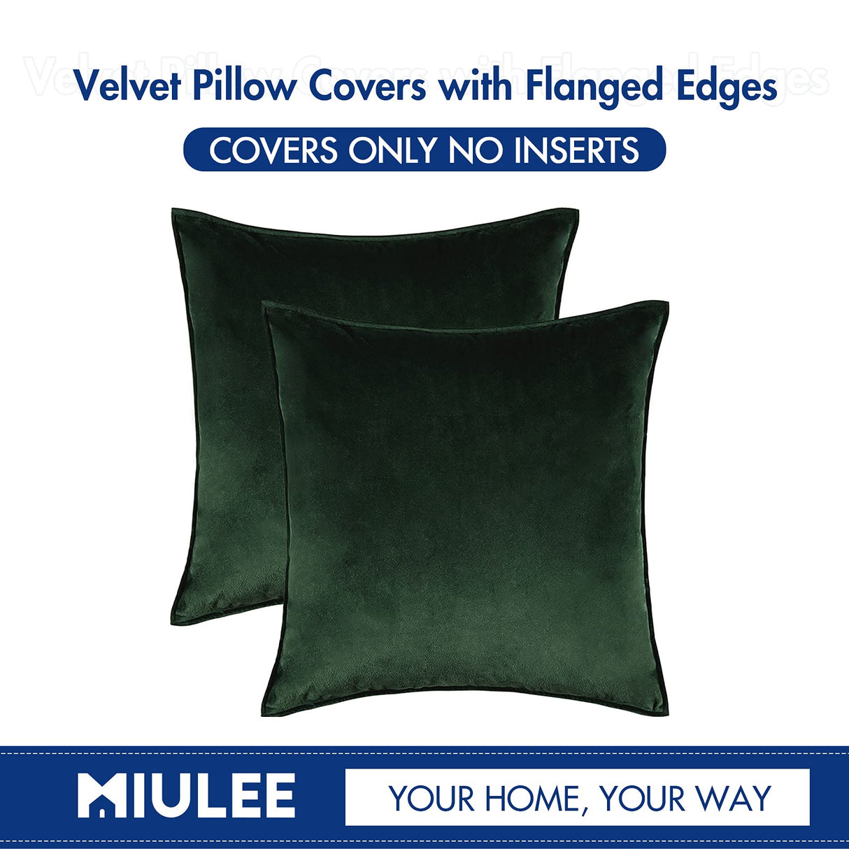 MIULEE Pack of 2 Christmas Decorative Velvet Throw Pillow Cover Soft Pillowcase Solid Square Eruo Sham Cushion Case for Winter Sofa Bedroom Car 24x24 Inch 60x60 Cm Army Green