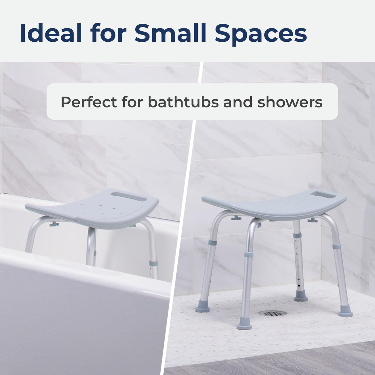Drive Medical RTL12203KDR Shower Chair, Adjustable Shower Stool with Suction Feet, Shower Seat for Inside Tub, Bathroom Bench, 300 LB Weight Capacity