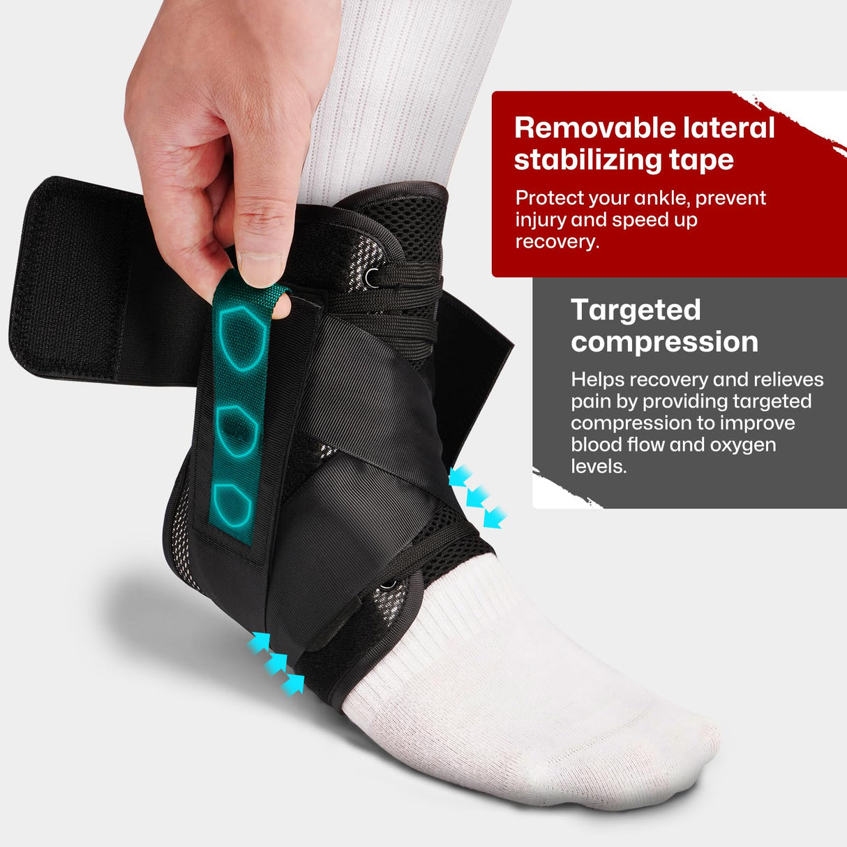 Gviipk Quick Lace Up Ankle Brace Support for Sprained Ankle Wrap, Plantar Fasciitis Relief and Achilles Tendonitis Wrap, Foot Brace Ankle Stabilizer for Men & Women - L