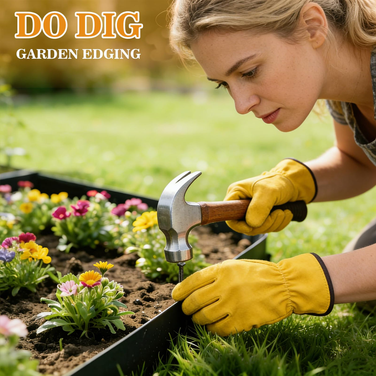 4 Inch Tall Landscape Edging, 132FT Garden Lawn Edging Kit with 120 Spikes, No Dig Plastic Border for Flower Beds, Pathways, Driveways, Weed Barrier