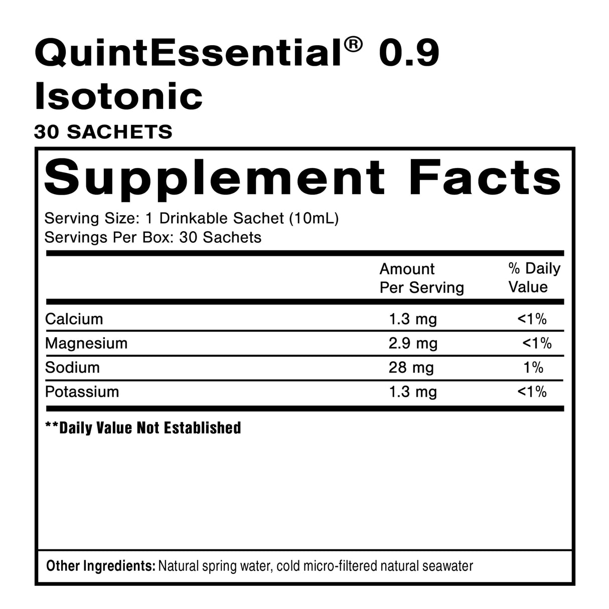 Quicksilver Scientific Original Quinton Isotonic Solution with Sea Water Minerals + Alpine Spring Water - Liquid Hydration, Electrolyte + Multi Minerals Supplement (30 Single Serving Vials)