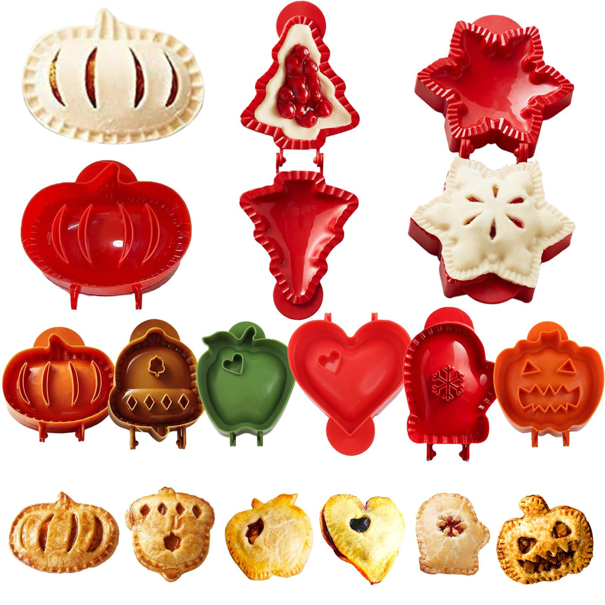 9PCS Mini Hand Pie Molds, Christmas Dough Presser Pocket Pie Molds Fits All Kinds of Festivals and Parties (Multicolor Green, mini)