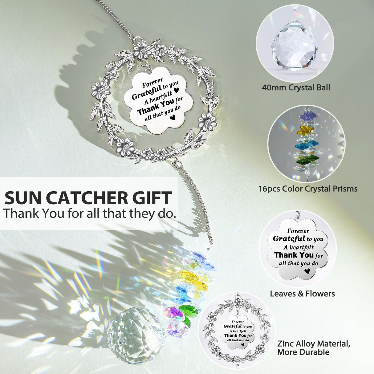Thank You Gifts for Women, Sun Catcher Gift with Engraved Thank You Message