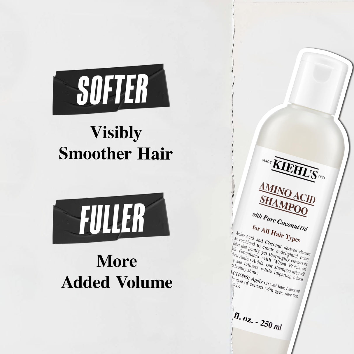 Kiehl's Amino Acid Shampoo, with Amino Acids and Coconut Oil to Clarify and Cleanse, Helps Strengthen Hair, Prevent Breakage, Suitable for All Hair Types, Paraben-Free - 33.8 fl oz /1 Liter Pump