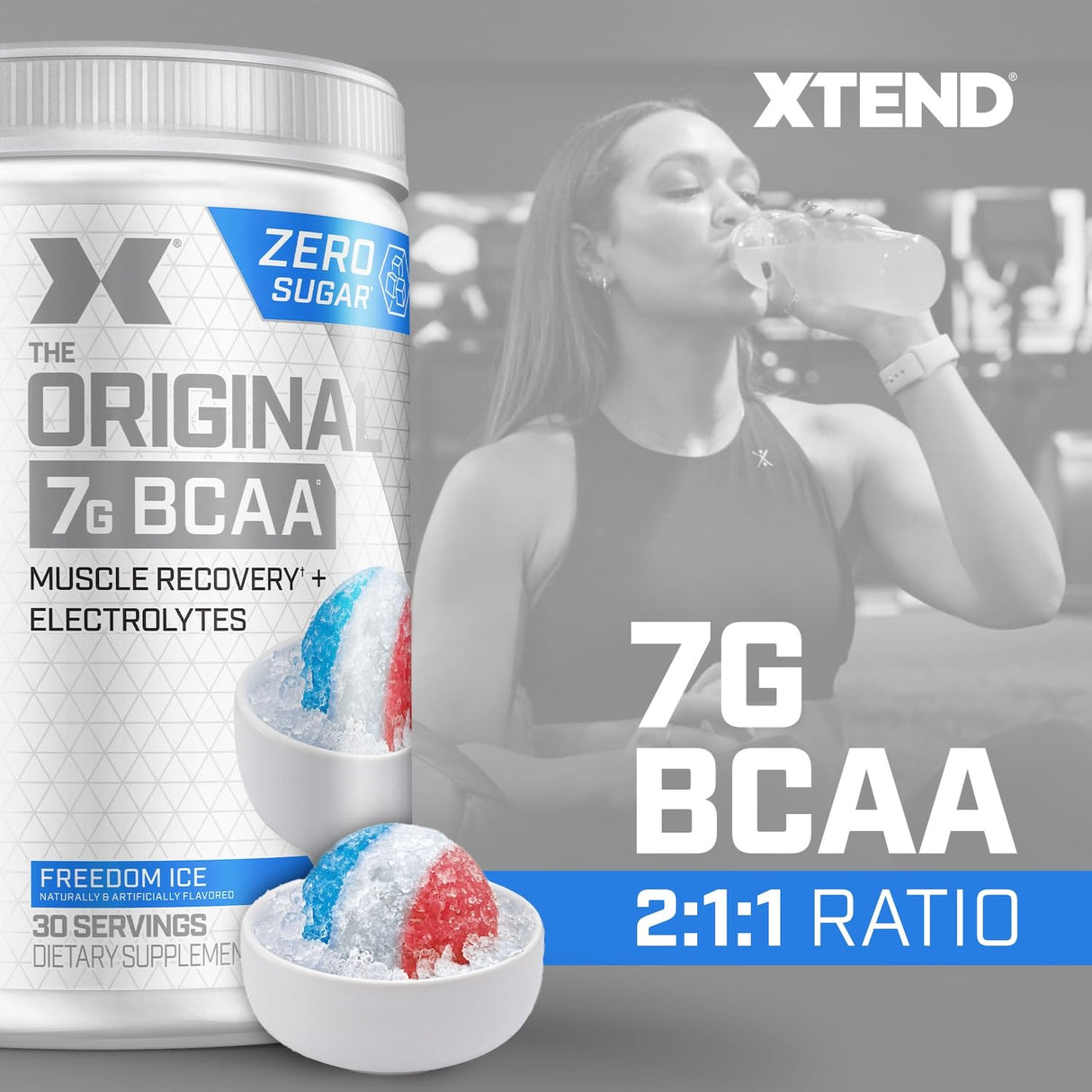 Xtend XTEND Original BCAA Powder 7g BCAA and 2.5g L-Glutamine, Sugar Free Post Workout Muscle Recovery Drink with Amino Acids for Men & Women, 30 Servings