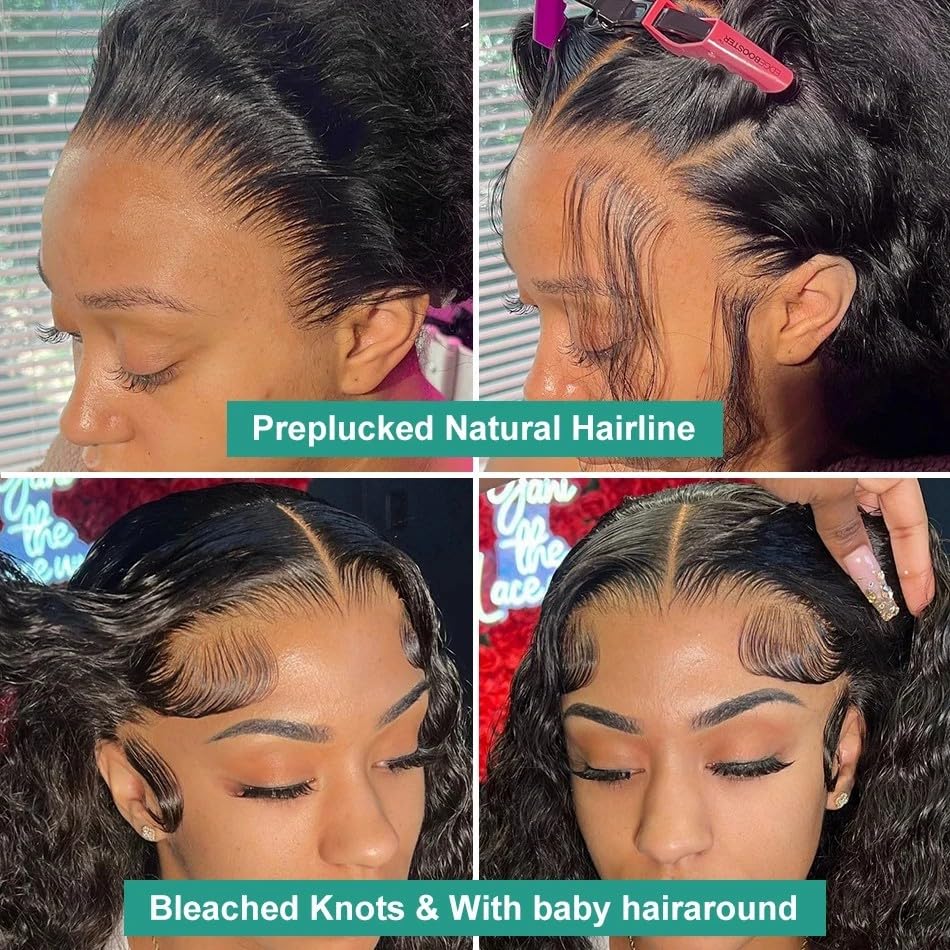 IMAGISM 13x6 Deep Wave Lace Front Wigs Human Hair Deep Wave Wig Lace Front Wigs Human Hair Wig Pre Plucked 200 Density Glueless Wig Frontal Wigs for Black Women (28 Inch)