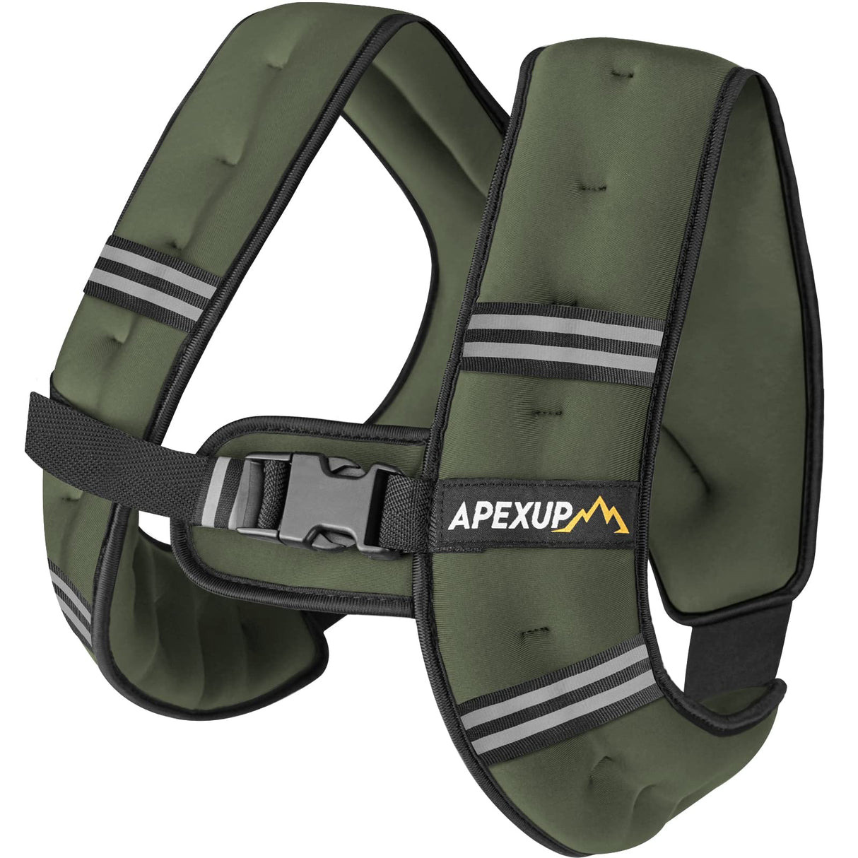 APEXUP Weighted Vest with 5lbs/10lbs/15lbs/20lbs/25lbs/30lbs Weights and Reflective Stripe, Weight Vest Men Women for Workout, Strength Training, Running (Green, 5lbs)