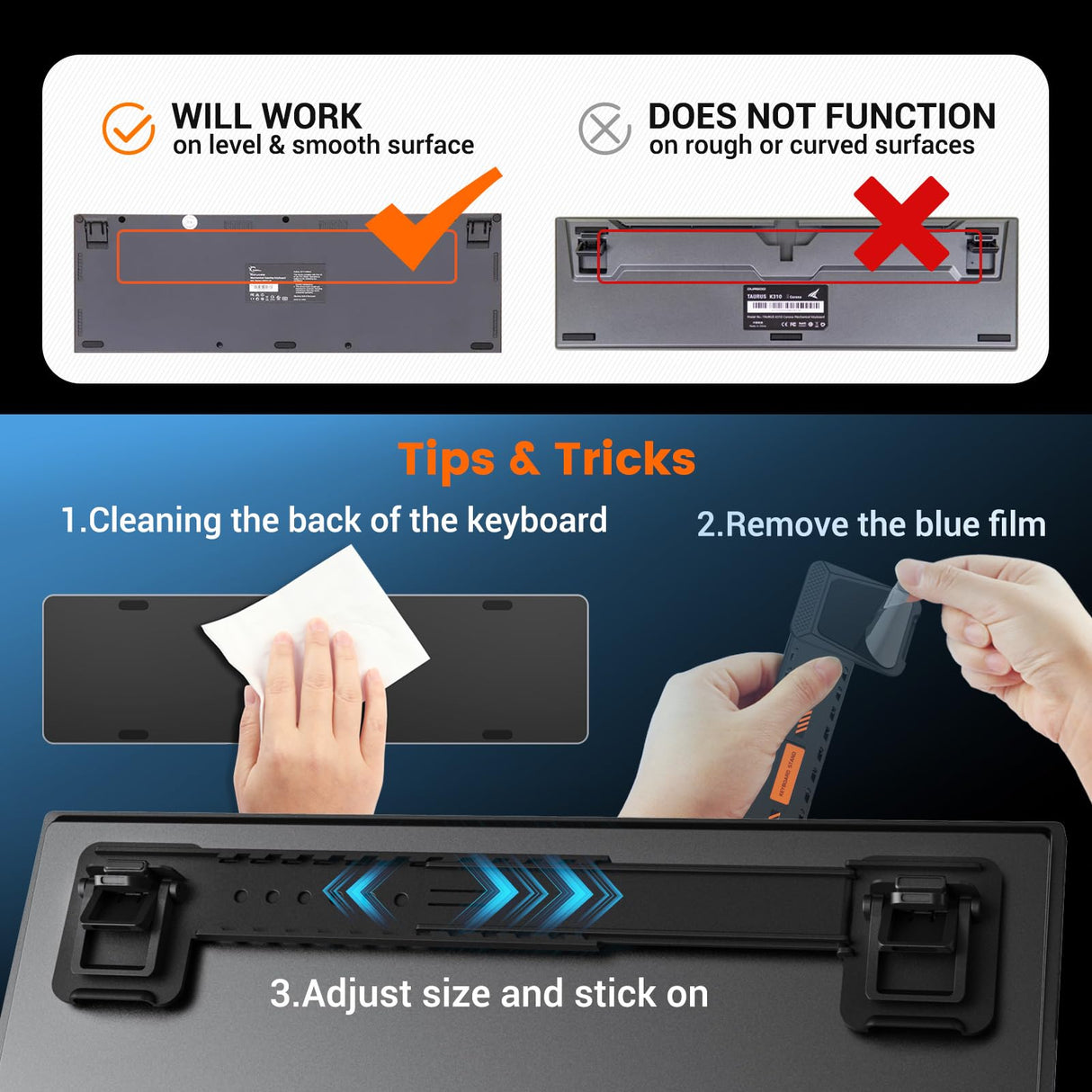 HONKID Computer Keyboard Stand for Desktop,Adjustable Keyboard Riser for Apple Magic Keyboard and Flat-Back Keyboards Only, Ergonomic Office Desk Accessories