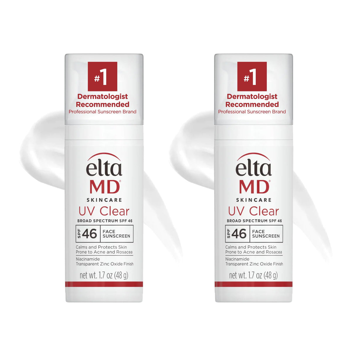 EltaMD UV Clear Face Sunscreen SPF 46, Oil Free for Face with Zinc Oxide, Dermatologist Recommended Sunscreen Lotion, For Acne-Prone Sensitive Skin, 1.7 oz Pump (Pack of 2)