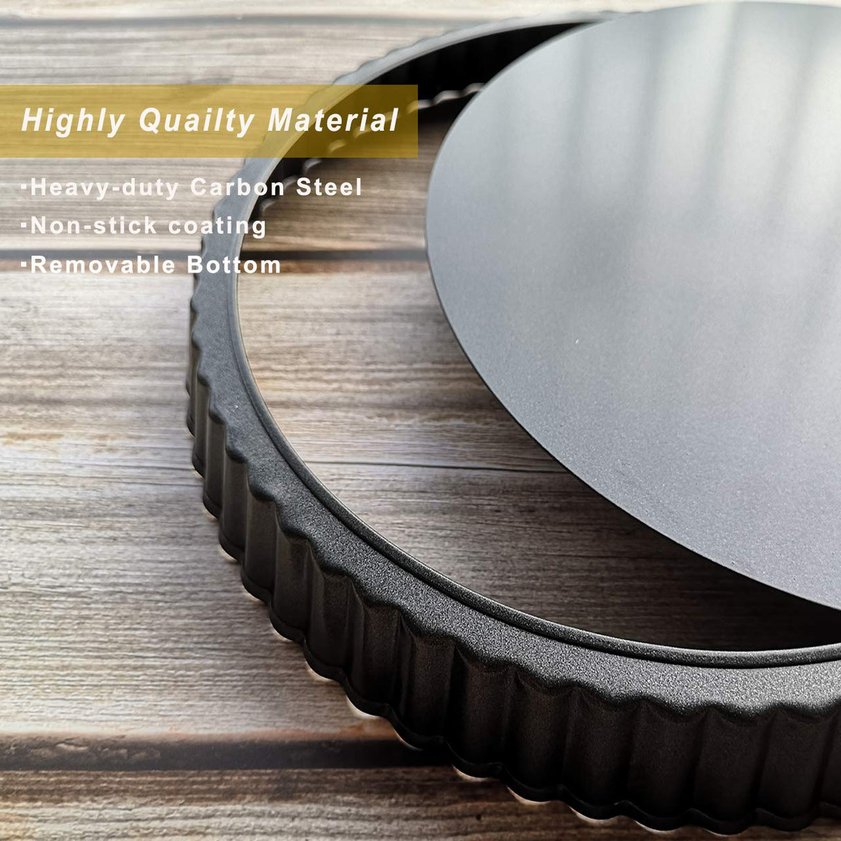 Yamteck 11 & 9 Inch Round Tart Pans with 2Pcs 4'' Mini Pans. Removable Bottom, Non-Stick Coating, Rugged Carbon Steel for Tart Quiche Pie Making. Gift for Christmas Thanksgiving Party Festival Family