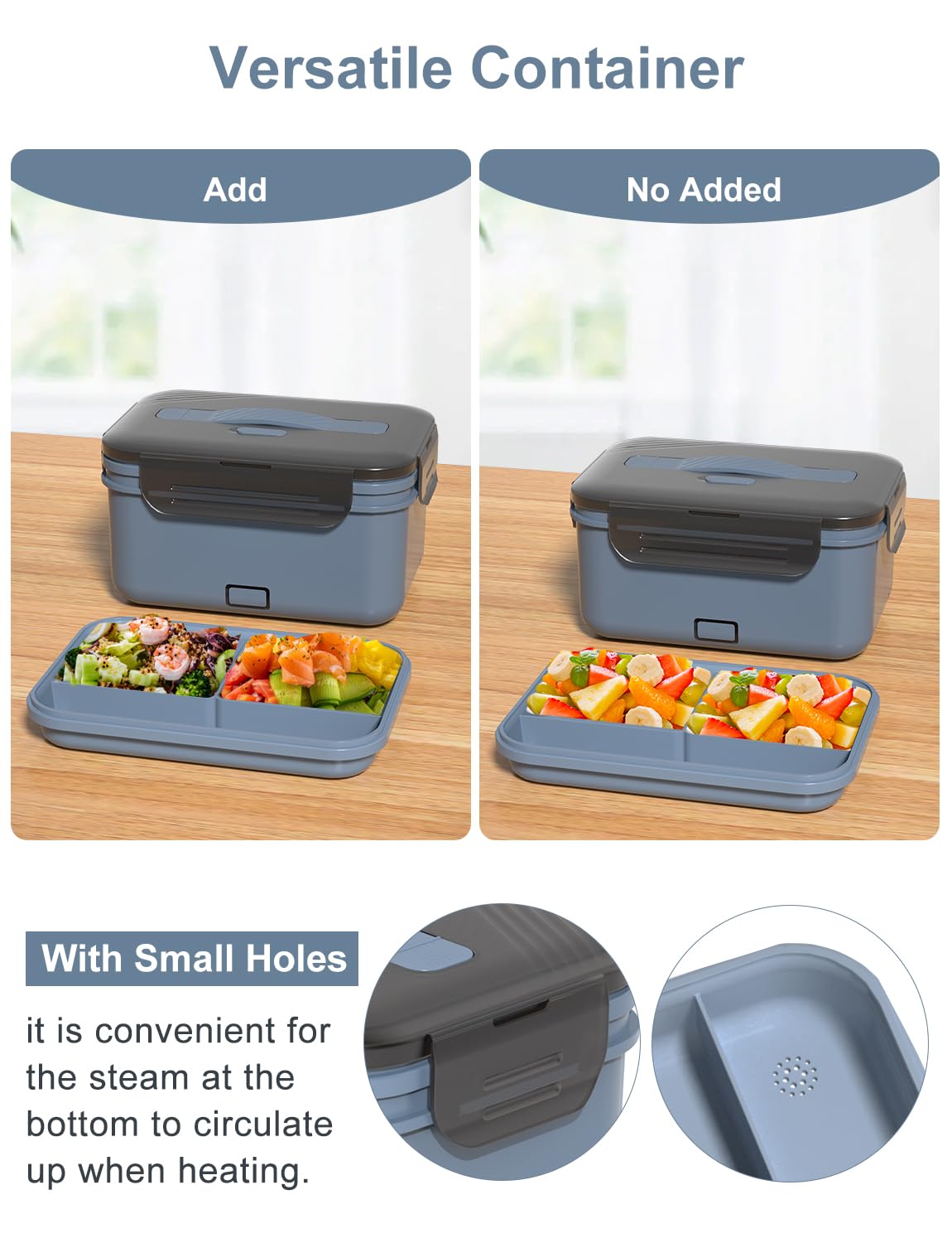 Electric Lunch Box Food Heater, New 100W Portable Food Warmer, Heated Lunch Box for Adults Car/Home with 1.8L Removable Stainless Steel Container, Christmas White Elephant Gifts, 12V/24V/110V/220V