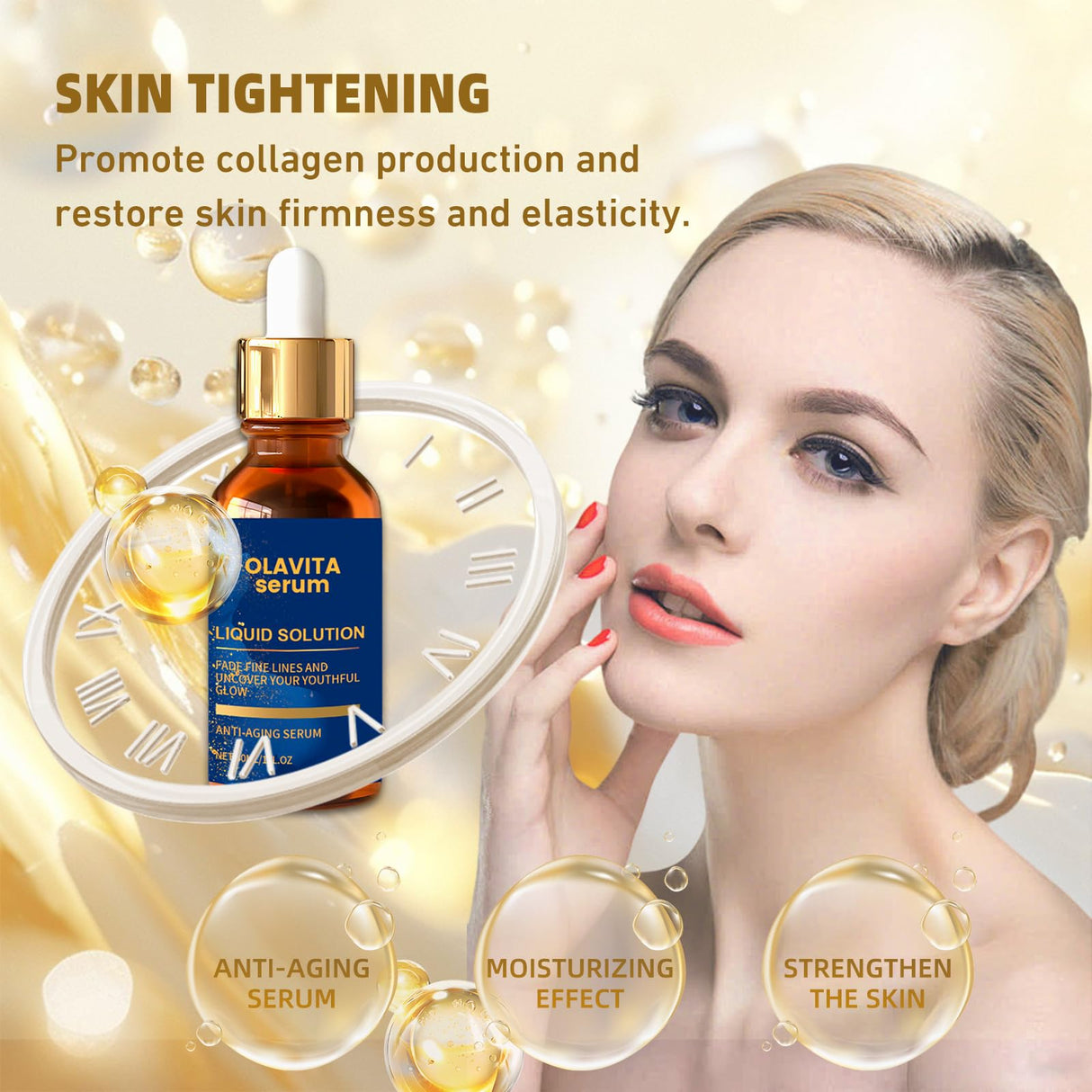 Olavita Serum, Olavita Liquid Solution Anti Aging Serum, Vitamin C & E Serum, Promotes Skin Collagen Production, smoothes wrinkles and fine lines (2PCS)