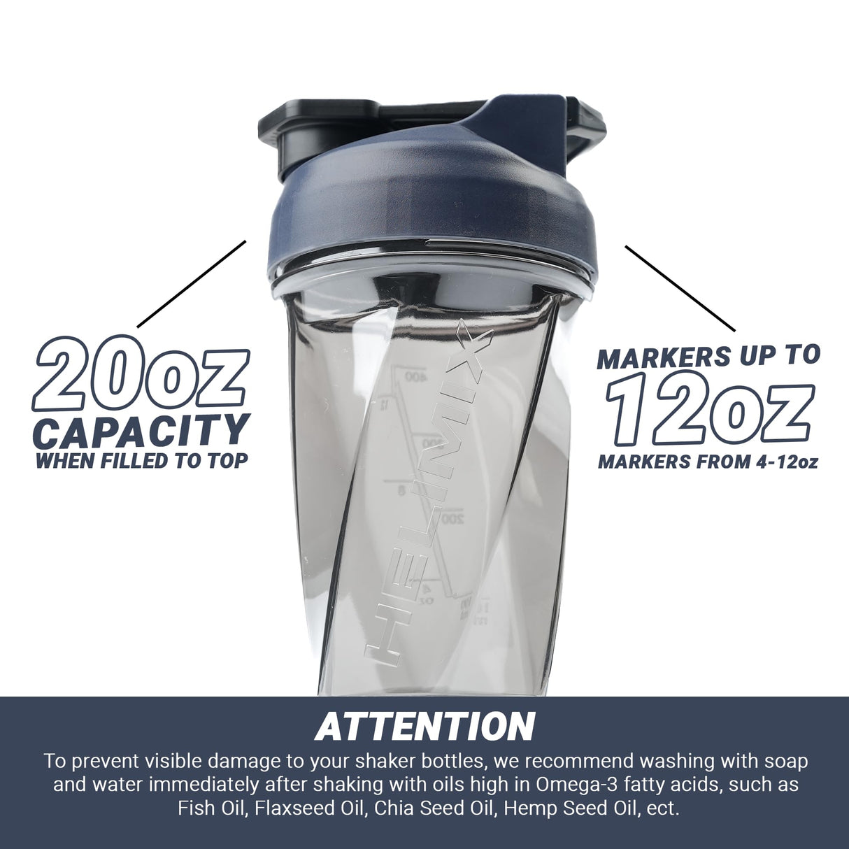 HELIMIX 1.5 Vortex Blender Shaker Bottle Holds Upto 20oz | No Blending Ball or Whisk | USA Made | Portable Pre Workout Whey Protein Drink Shaker Cup | Mixes Cocktails Smoothies Shakes | Top Rack Safe