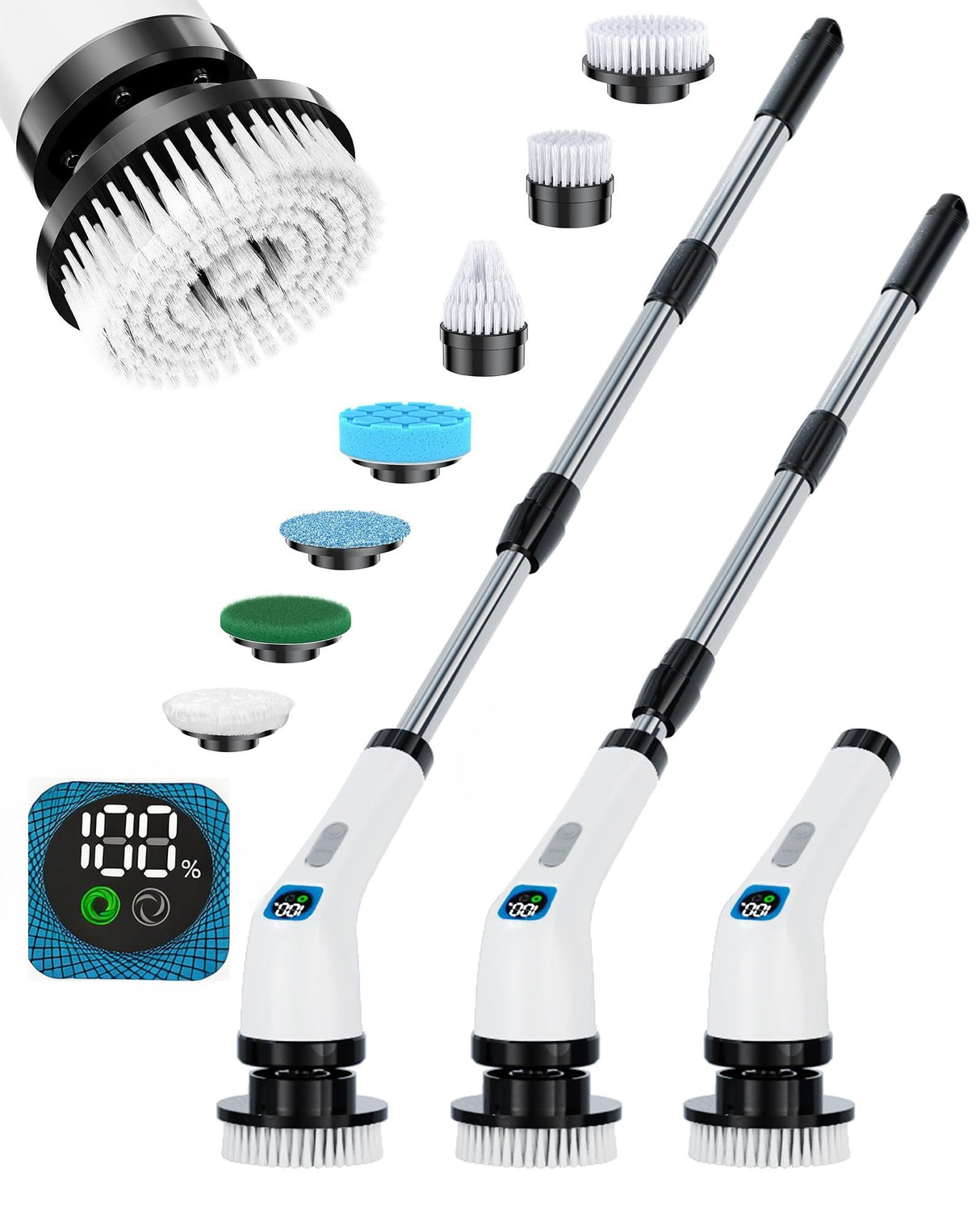 Electric Spin Scrubber for Bathroom | Shower Cleaner Brush with Long Handle