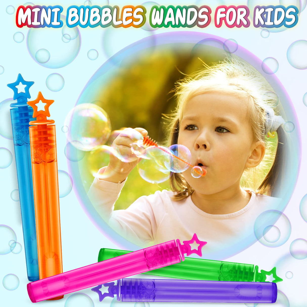 240 Pcs Mini Bubble Wands in 6 Colors, Bulk Party Favors for Kids, Themed Birthday, Christmas, New Year, Valentine, Carnival, School Classroom Prizes for Boys & Girls, Ideal Goodies Bags Stuffers