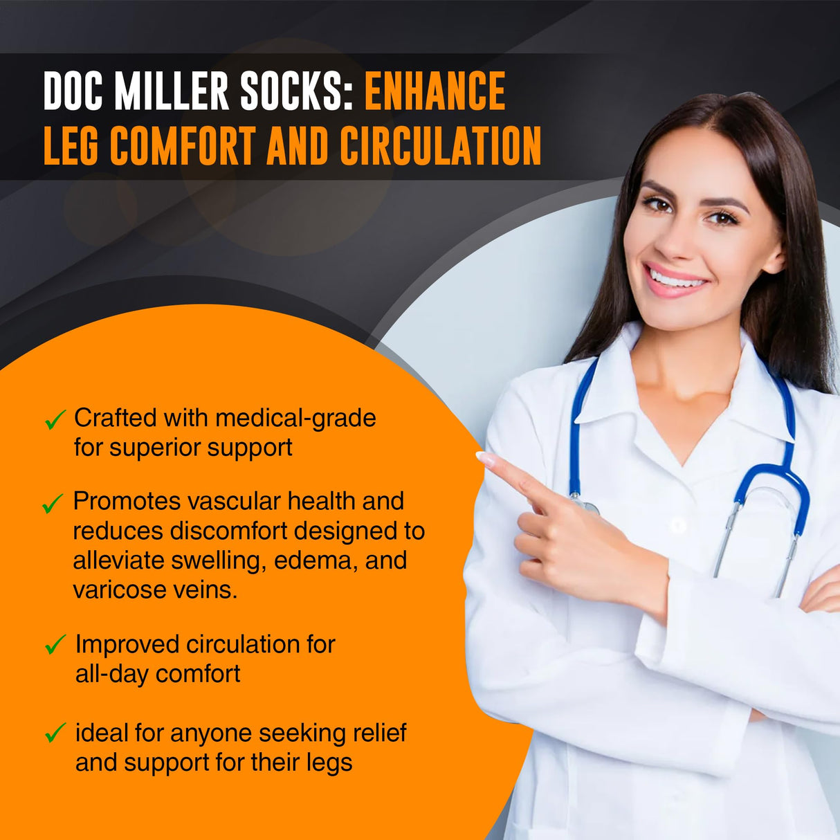 Doc Miller Thigh High Compression Socks - Open Toe, 20-30mmHg for Varicose Veins, Calf, Leg & Ankle Support, Pregnancy & Maternity Stockings, Small to Plus Size