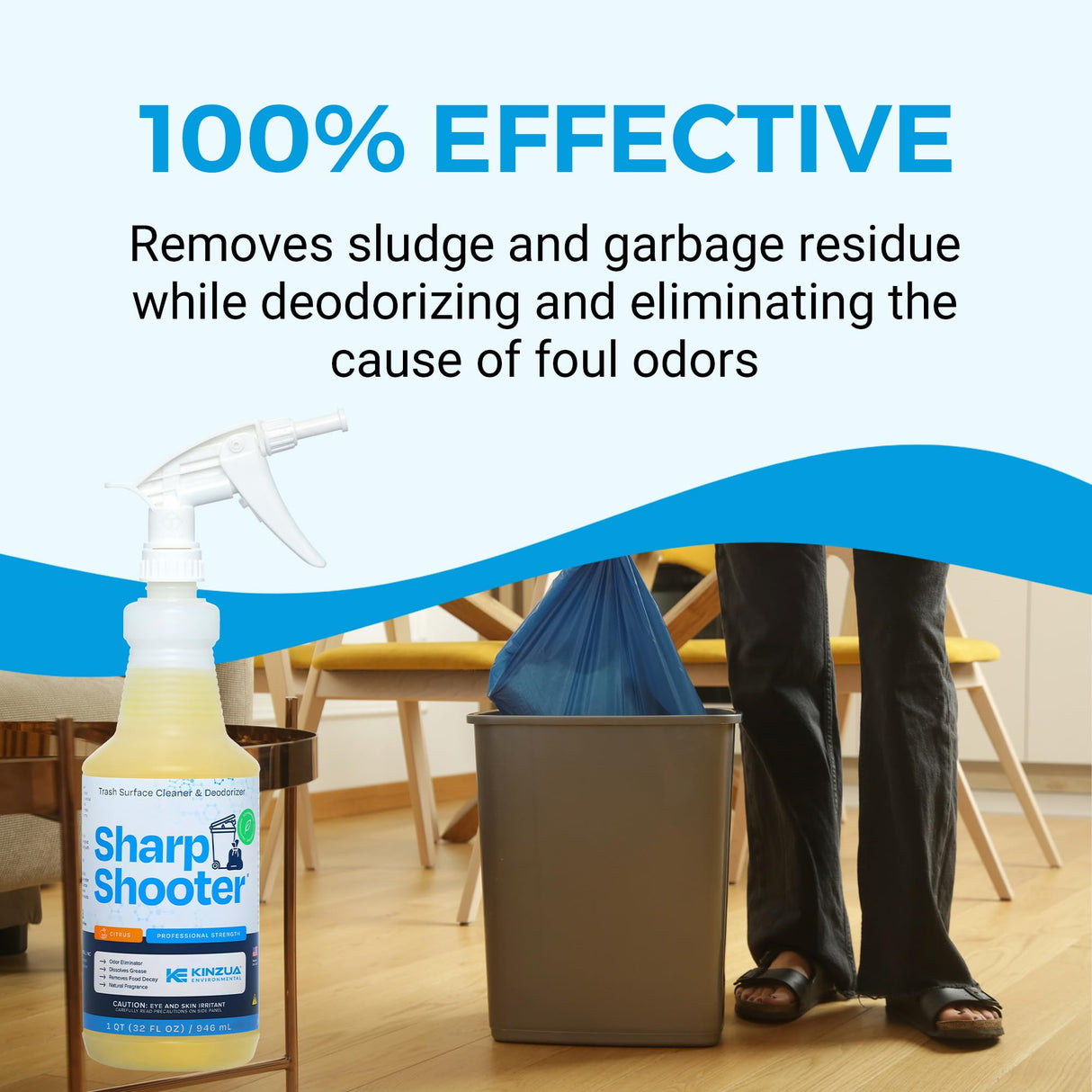 Sharpshooter, Heavy-Duty Trash Can Odor Eliminator & Degreaser, Garbage Surface Cleaner and Deodorizer Foam, Professional-Grade, Fresh Citrus Scent, 32 oz, Pack of 2