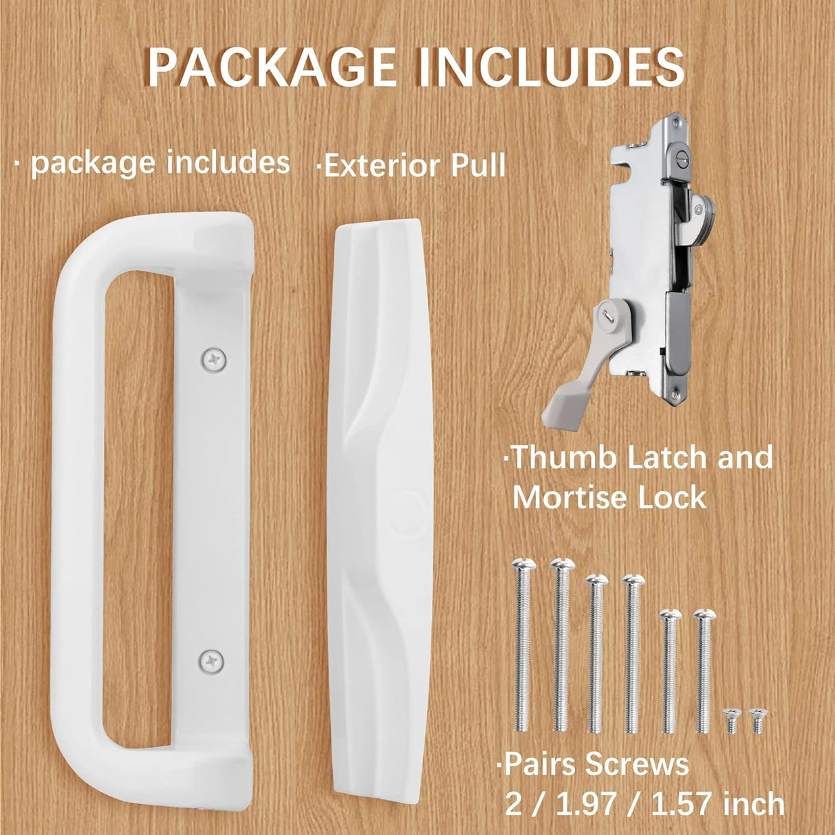 House Guard Sliding Patio Door Handle Set, Mortise Lock, 3-15/16", White