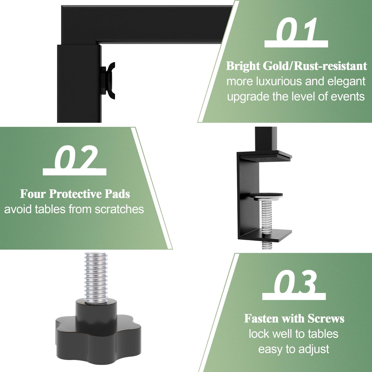 Putros Over The Table Rod Stand with Clamps Black 13"-42'' Tall 29"-98" Length Adjustable Metal Table Arch Hanging Rod Stand for Party Wedding Anniversary Christmas Decoration