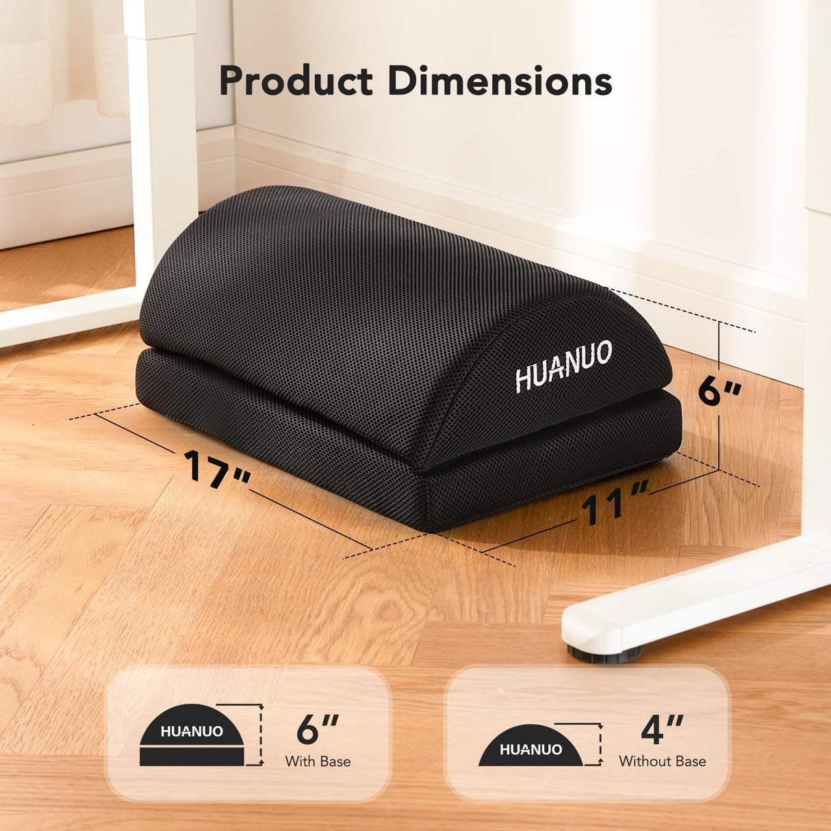 HUANUO Foot Rest for Under Desk at Work, with 2 Optional Covers for Replacing, Double Layer Adjustable Foot Rest for Office, Home, Airplane, Travel